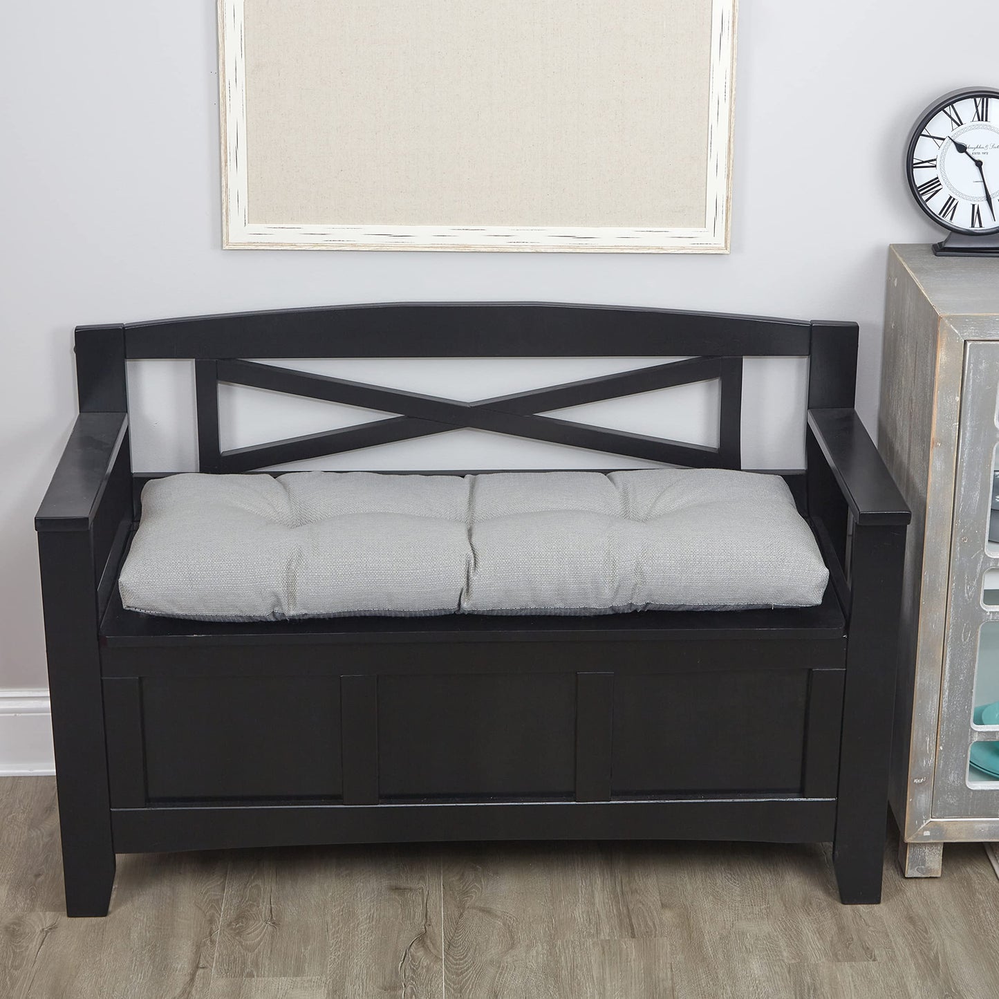 Klear Vu The Gripper Non-Slip Tufted Bench Cushion for Indoor Furniture, Assembled in USA, Entryway Storage, Bay Window, Corner Nook or Piano Seat, 35 Inches, Solid Gray