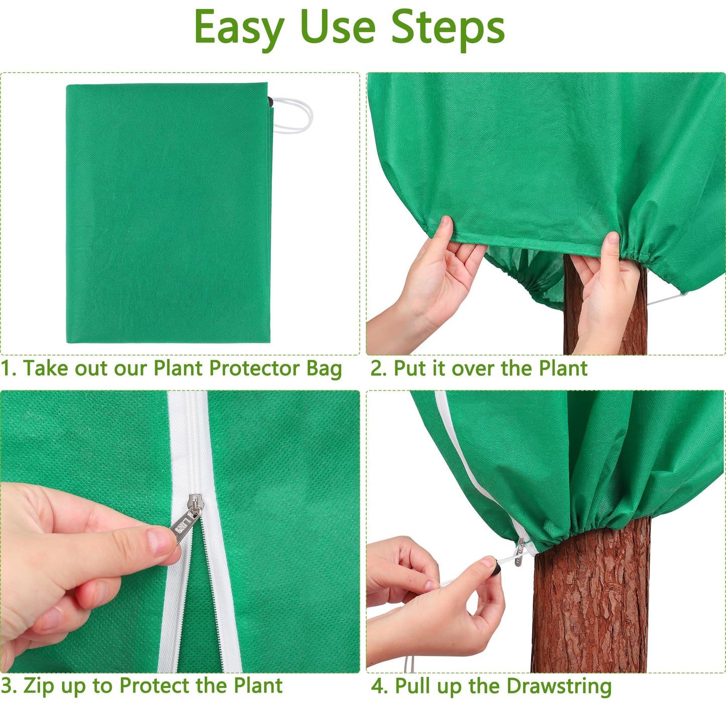 Hahood 10 Pieces Plant Covers Freeze Protection Winter Plant Frost Cover with Drawstring and Zipper Large Plant Protector Bag for Frost Blankets Jacket for Outdoor Plant, Green, 23.6 x 31.5 Inch