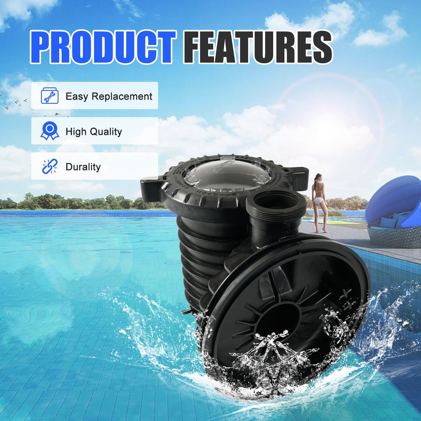 loosoo 17307-0110S Pool Pump Tank Body Assembly Compatible with Pentair Sta-Rite IntelliPro, Max-E-Pro Series, Trap Body Assembly, Pool And Spa Inground Pump