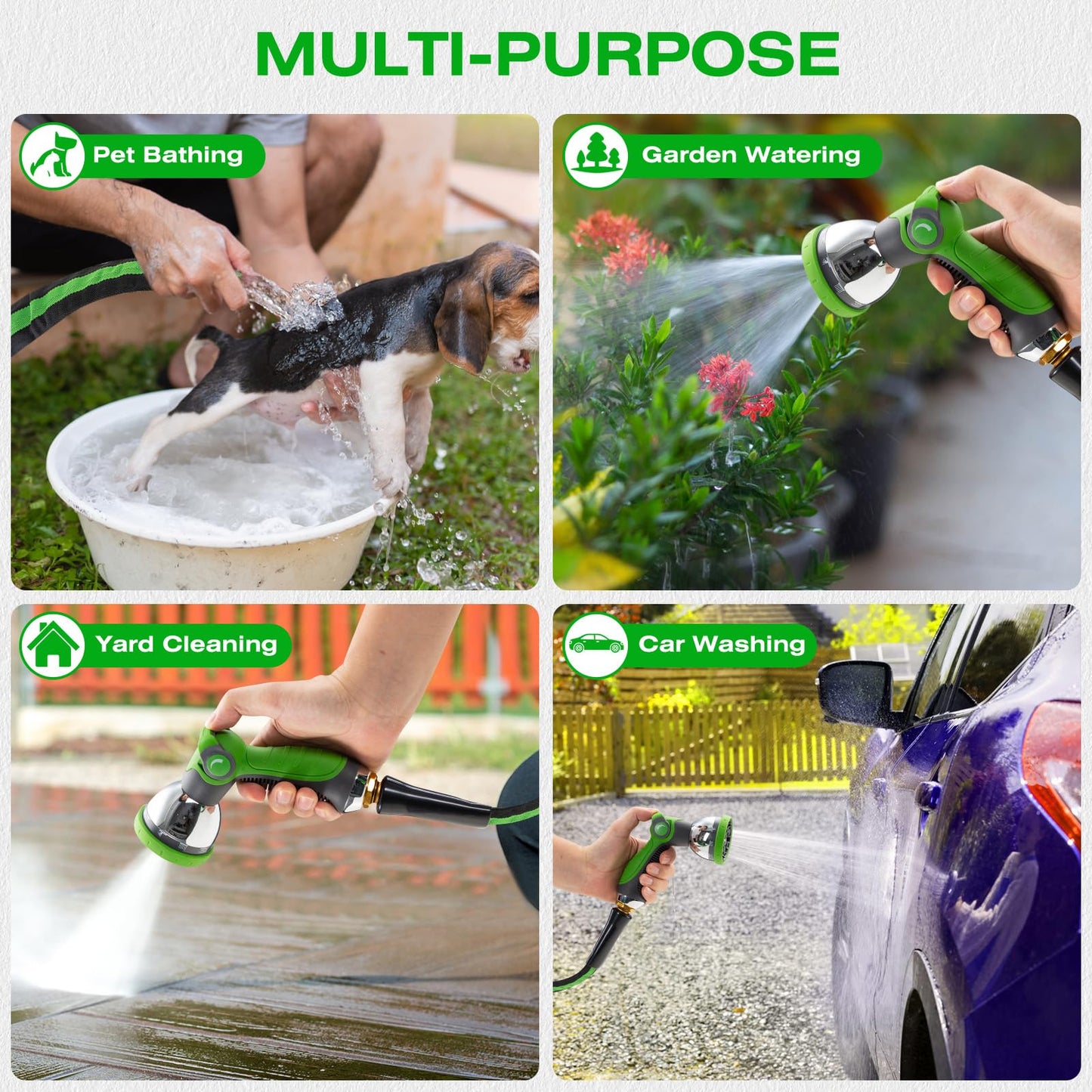 HODUP 100FT Lightweight Super Flexible Garden Hose - Kink-Free, Non-Expanding, Easy Storage for Yard Lawn Outdoor Use (Black-Green)