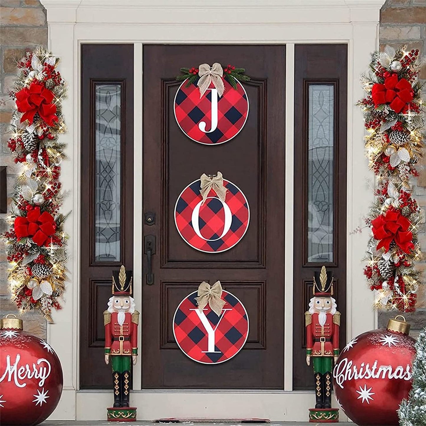2025 Cordless Christmas Swags Prelit Teardrop Swag Christmas Staircase Decorations Artificial Stairs Christmas Garland with Lights Rustic Christmas Swag for Front Door Wall Window Stair Home Decor (A)
