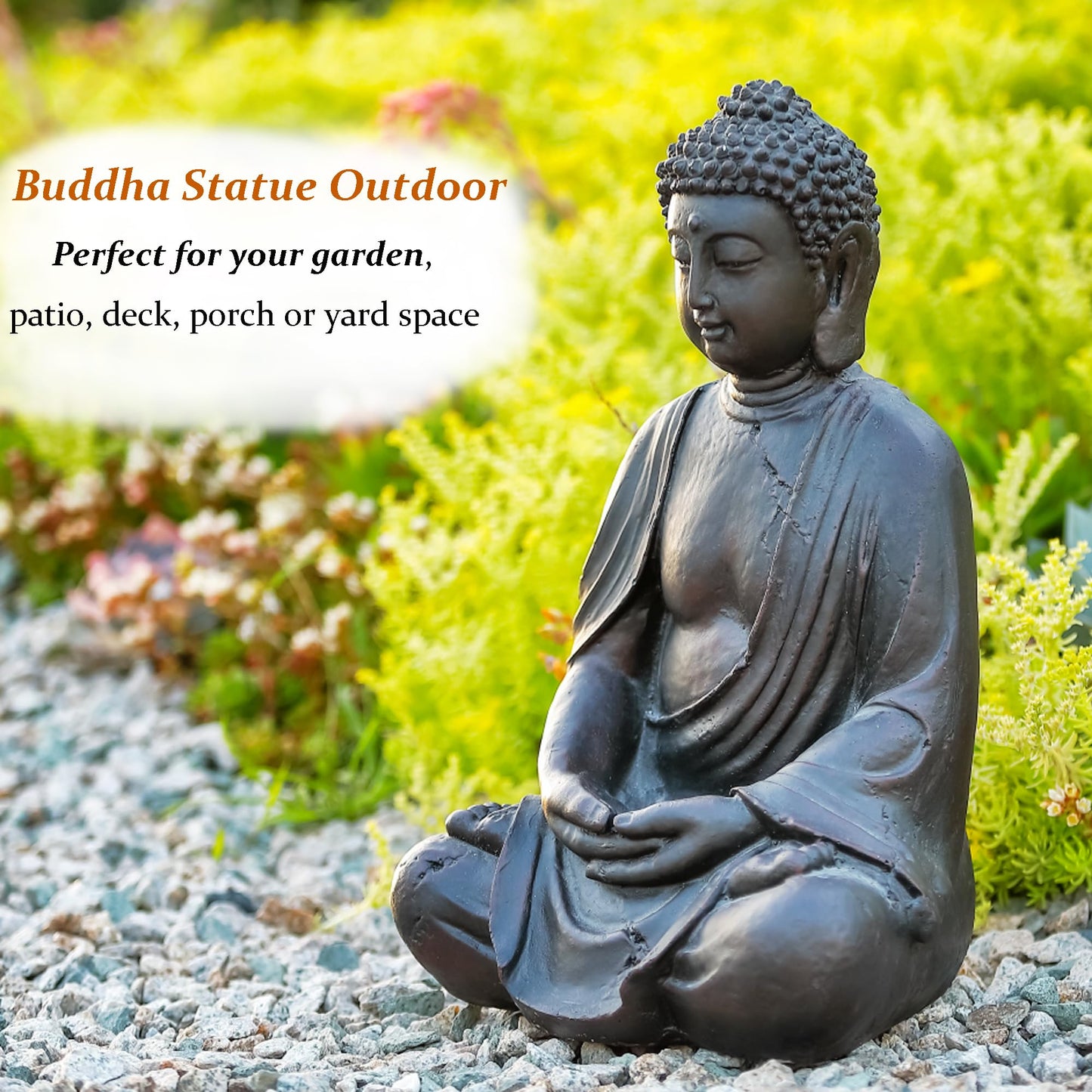 Phaxth 15" Buddha Statue Outdoor, Buddha Statues for Home Decor Indoor, Zen Decor Buda Garden Statues for Yard, Patio Gift