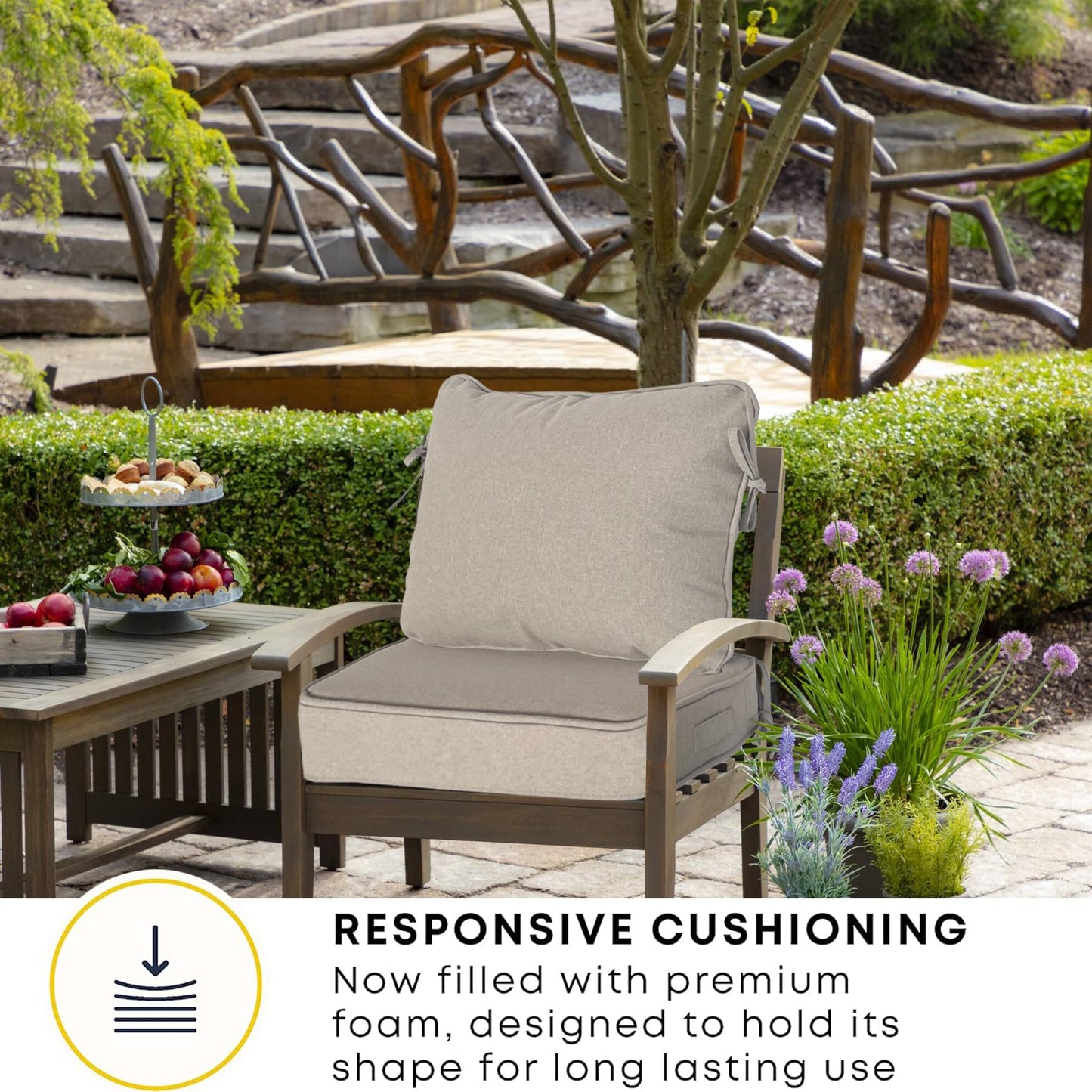 Garden lucky 19"x19" Outdoor Universal Cushion Set of 1, Patio Cushions with Handles & Ties, Water-Proof Stain-Resistant UV Resistant Weather Resistant High Resilience Foam with YKK Zippers,Riverbed