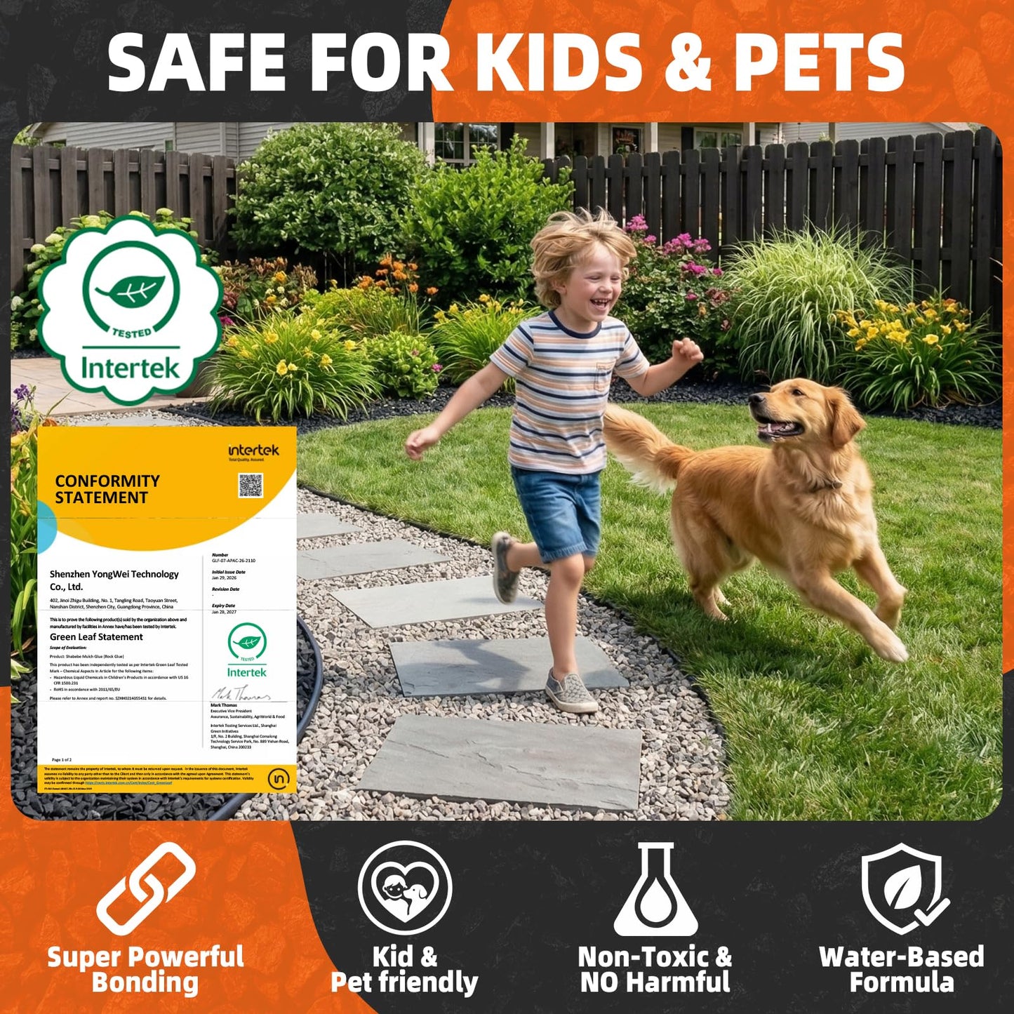 Shabebe Rock Glue, 99% Super Thick & Max Coverage 2 Gallon Mulch Hold for Landscaping, Covers Up to 3X Area,Non-Toxic Pea Gravel Stabilizer Landscape, Gravel Binder for Pebble, Pine Straw, Gravel