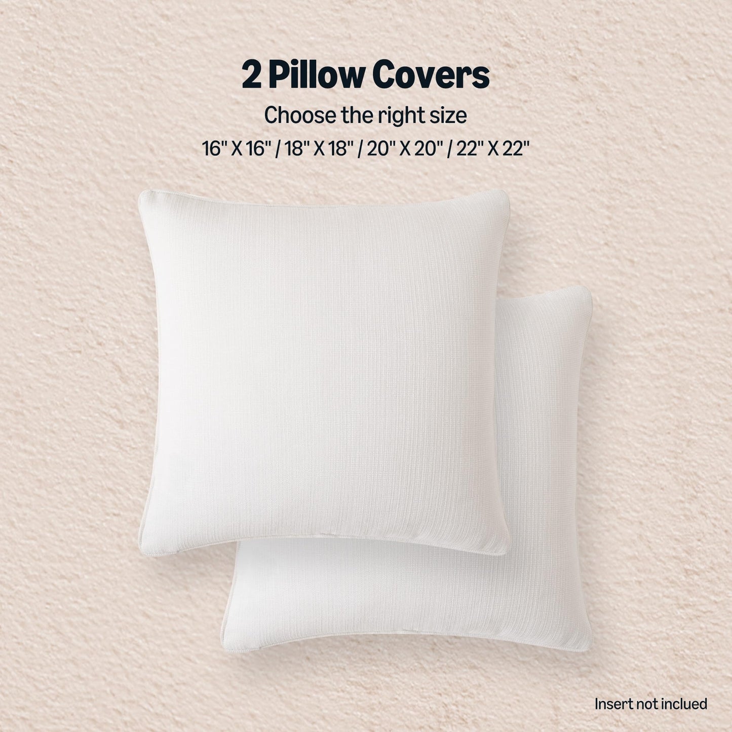 Amazon Basics Faux Linen Throw Pillow Covers with Hidden Zipper Closure, 18 × 18in, White, Pack of 2
