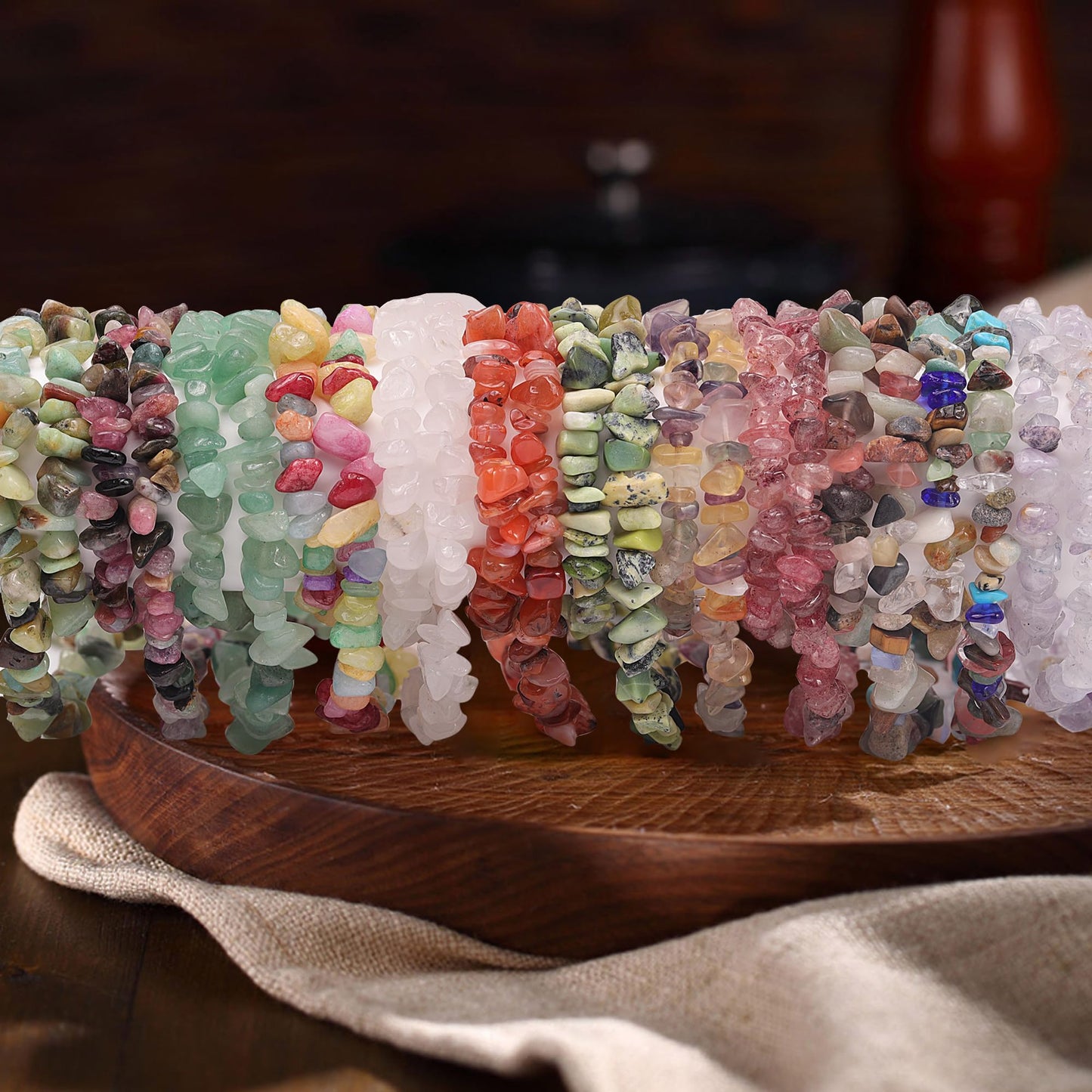 Youngbling Natural Chip Stone Beads 450 Pcs 5-8mm Healing Crystal Irregular Gemstone Drilled Lose Rocks Rhodochrosite Beads Bulk for Bracelet Jewelry Making