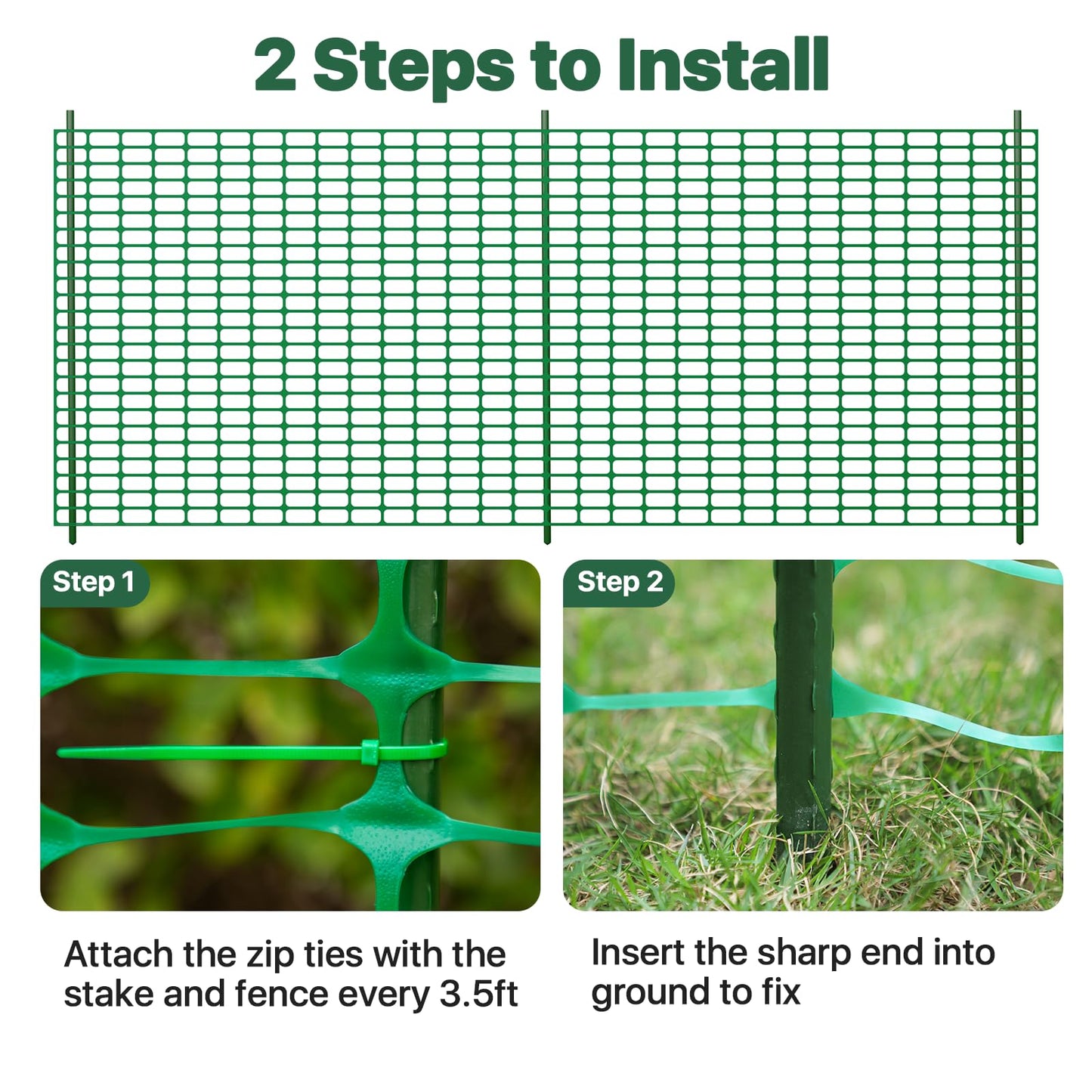 Temporary Fence Plastic Fence with Posts, Safety Barrier for Dogs Snow Mesh Fencing with Steel Stake Movable Portable Fencing Fence Roll 40In High 100Ft Long for Garden Backyard Outdoor