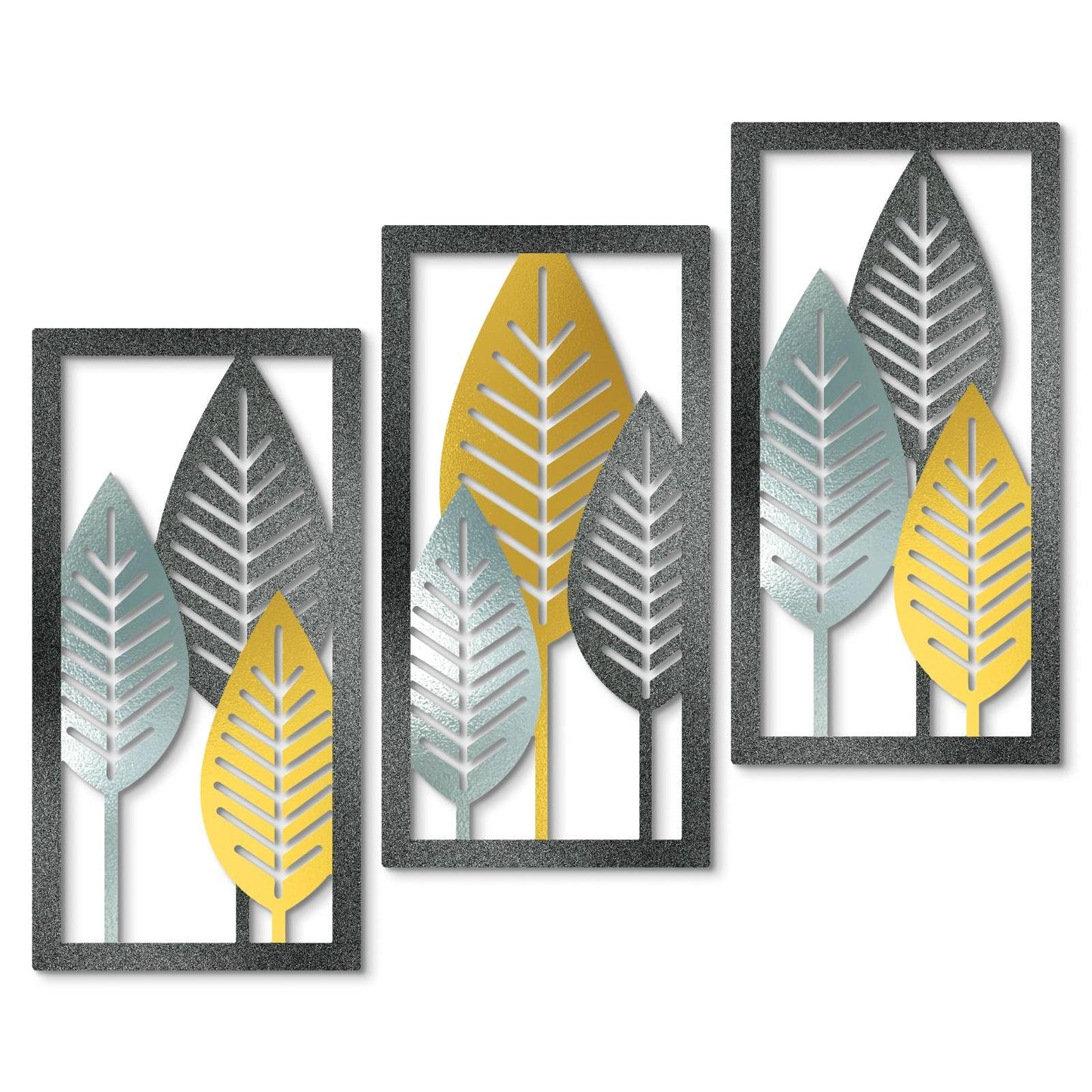 Putuo Decor Leaf Boho Wall Art Set of 3, Botanical Mid Century Nature Wall Decor, Modern Tree Hanging Art for Living Room Bedroom