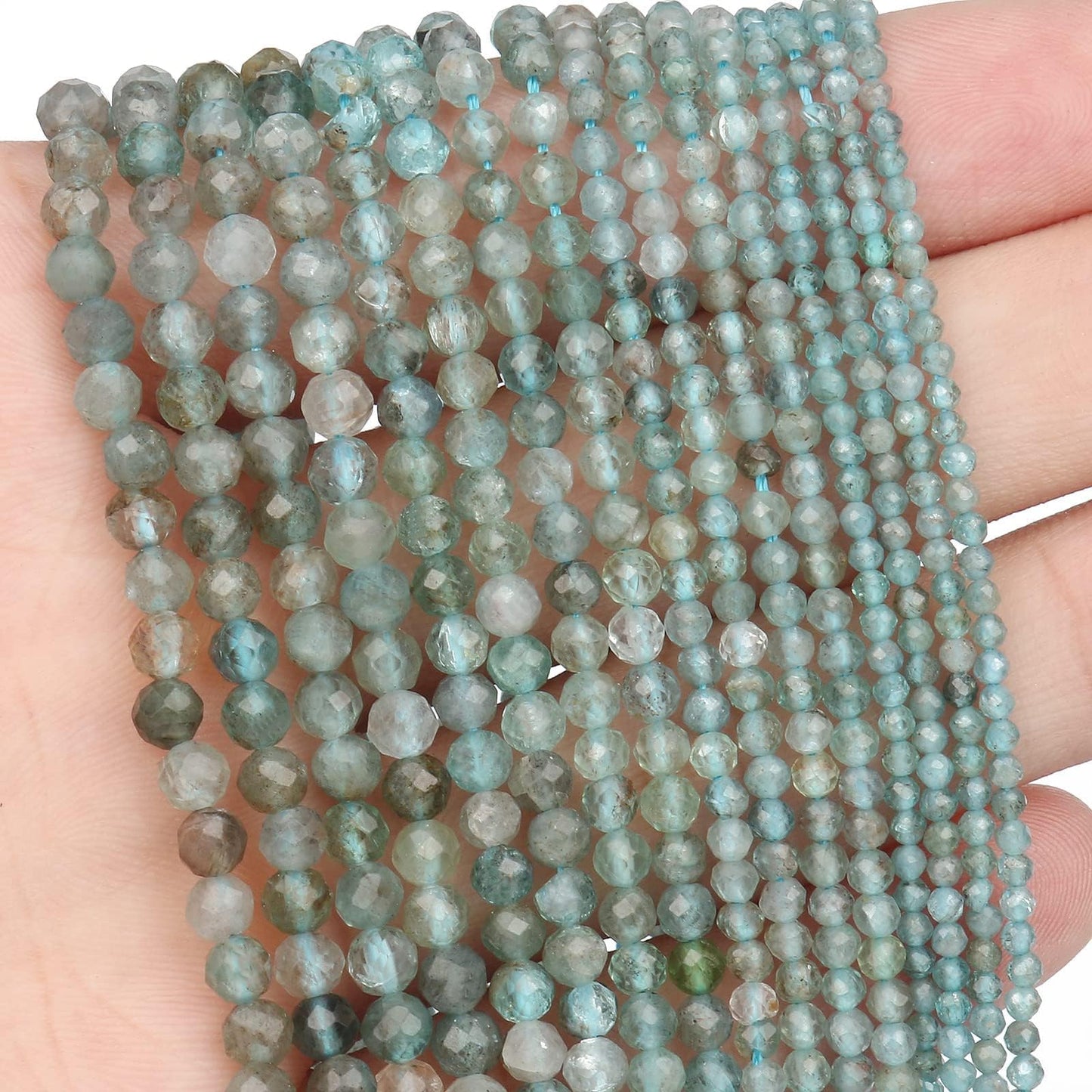 Song Xi 120pcs 3mm Natural Kyanite Gemstone Beads Faceted Round Loose Stone Beads for Jewelry Making (1 Strand)