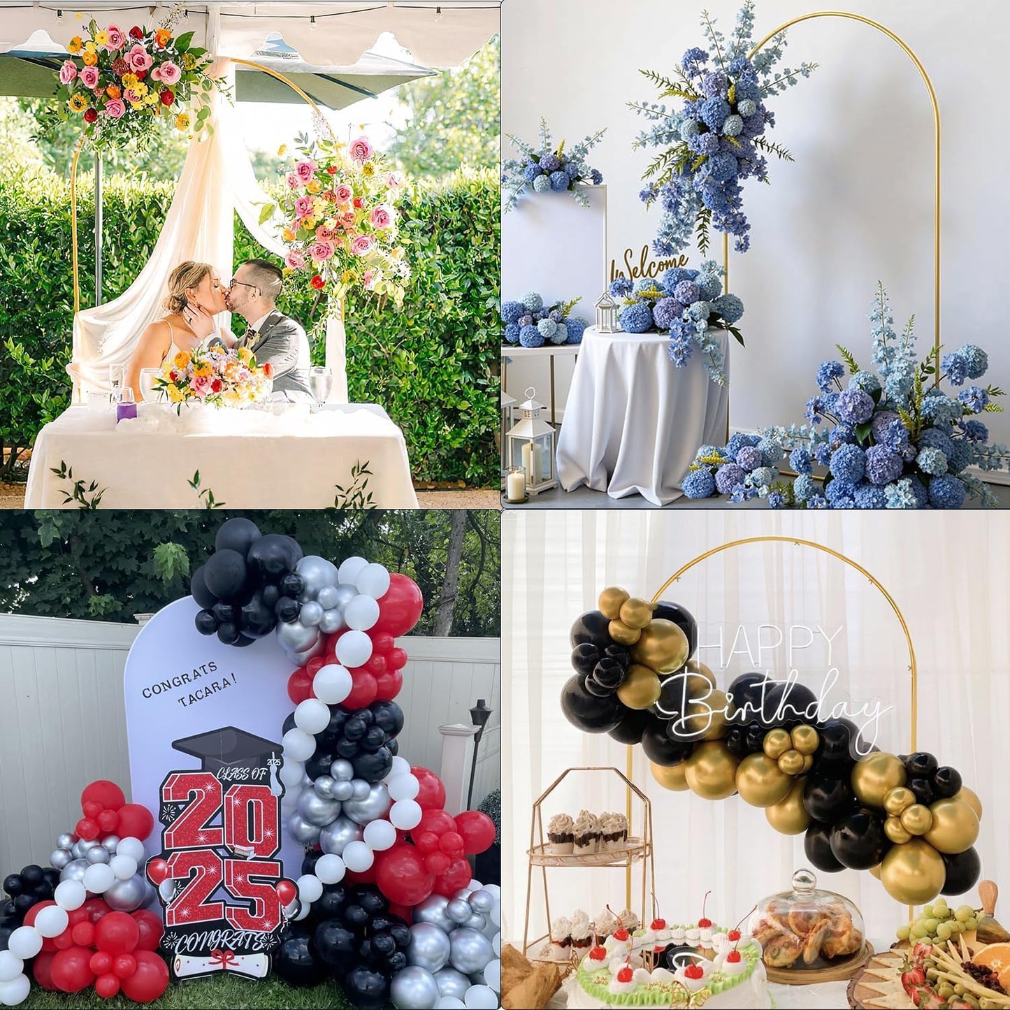 Vincidern 6.6 FT Wedding Arch Backdrop Stand for Parties, Balloon Arch Stand, Wedding Arches for Ceremony, Metal Arch Backdrop Stand for Bridal Baby Showers, Birthday Party Decoration Door Frame Gold