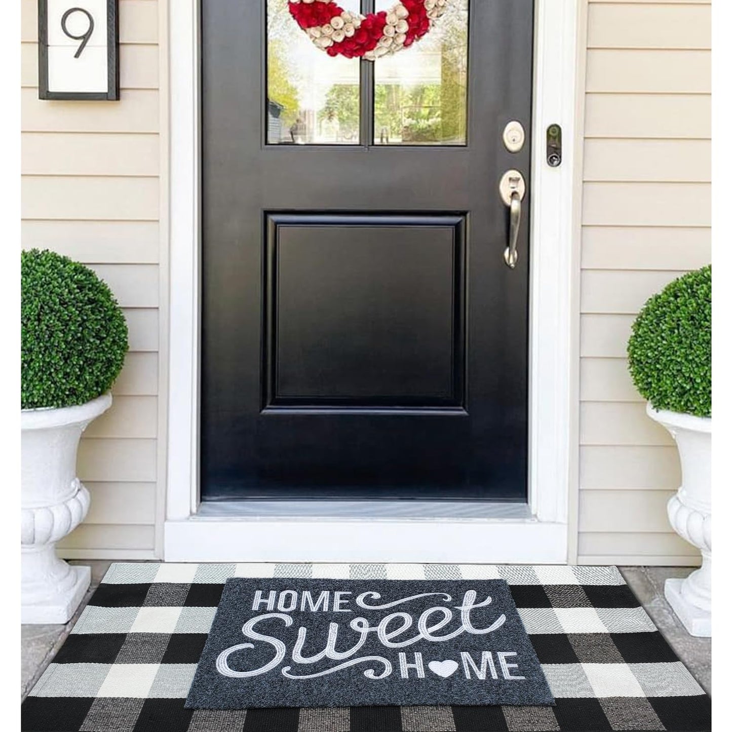 AAZZKANG Front Door Mat Non Slip Welcome Mats Outdoor Indoor Home Sweet Home Doormat with Rubber Backing Easy to Clean for Entrance High Traffic Areas Grey