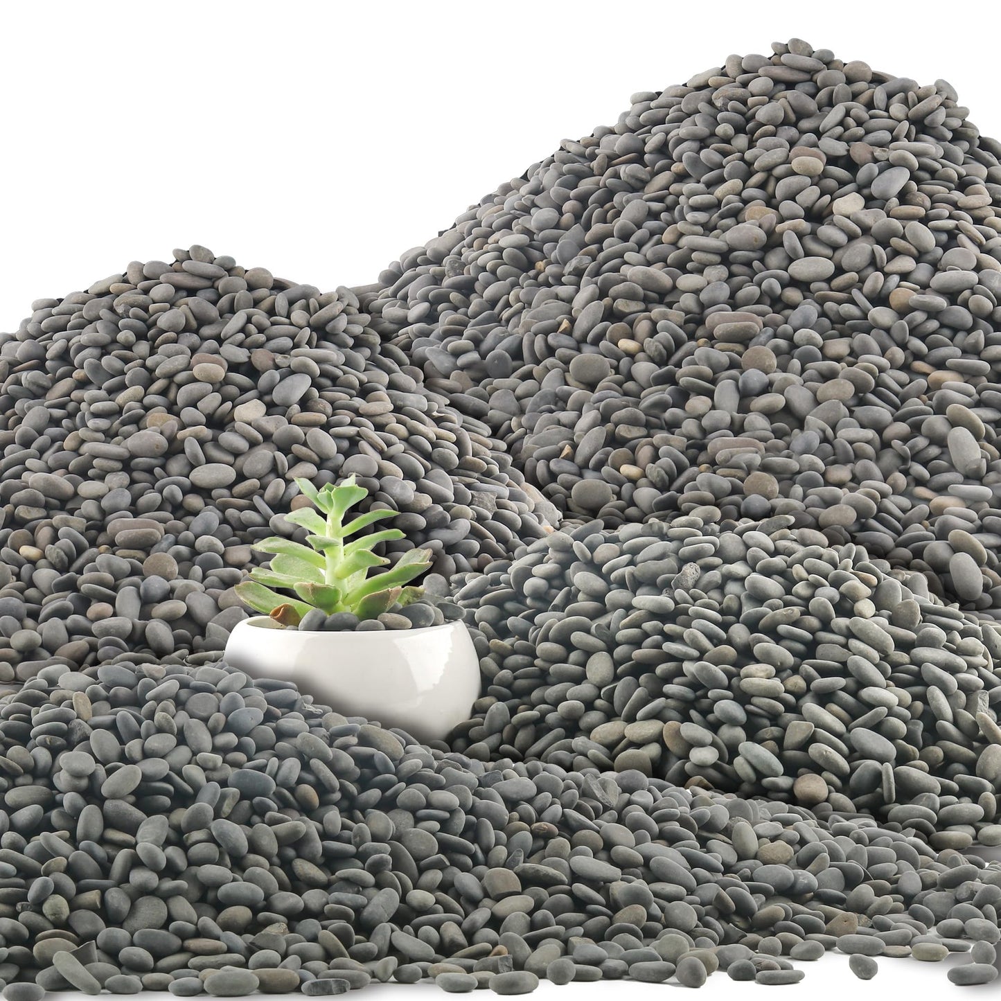 Quibbay 45 LB Natural River Rocks Mexican Beach Pebbles, 0.3-0.6 Inch Natural Unpolished Bulk Rocks, Pebbles for Landscaping Garden Paving Plant, Rocks for Walkways Outdoor Decorative Stone, Grey