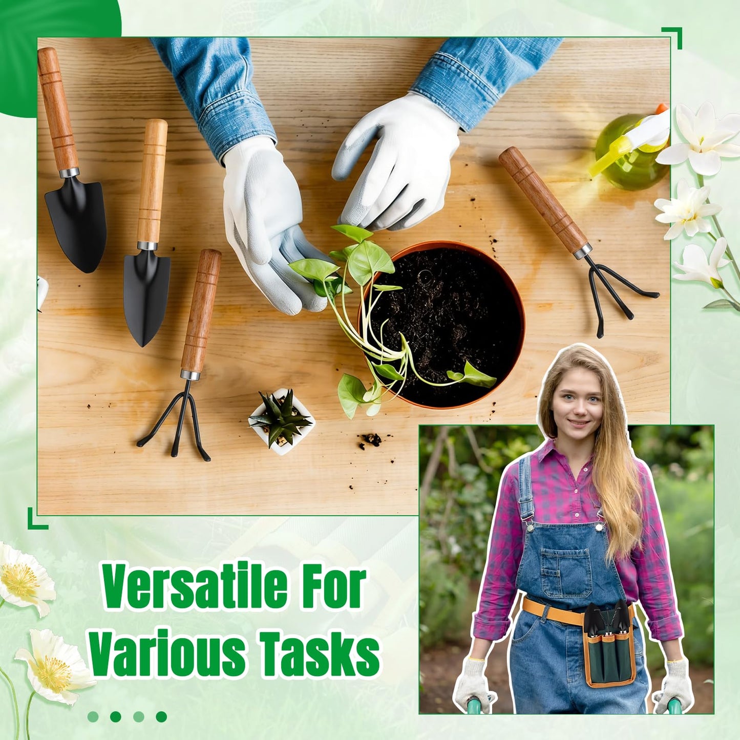 Lanties 20 Pieces Kids Gardening Tool Belt Set Include 10 Pieces Adjustable Gardening Belt, 10 Sets Shovel, Rake, Spade for Planting Loosening Digging DIY Building Hand Tools Gift, Outdoor Activities