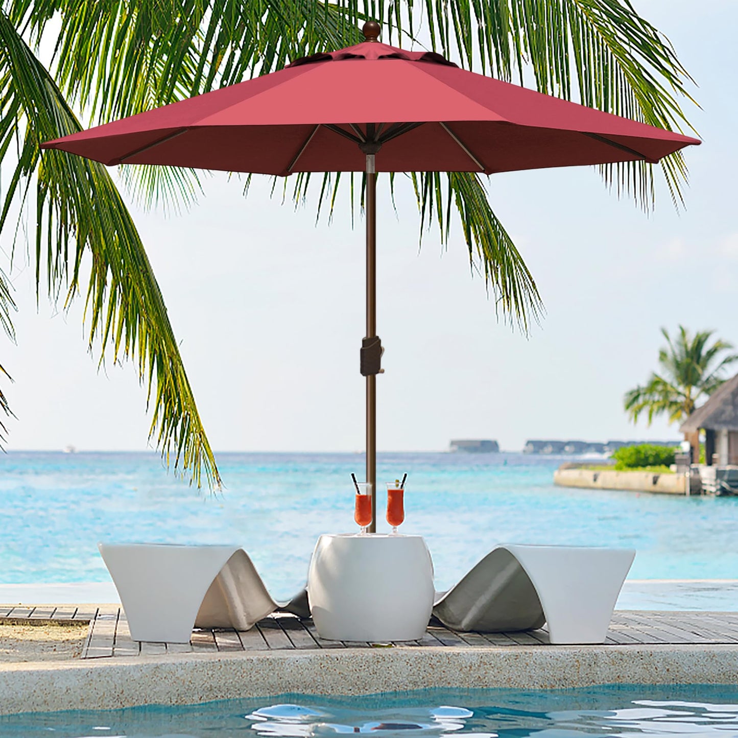 EliteShade USA 10-Year-Non-Fading 9Ft Market Patio Umbrella, UPF 50+ UV Protection Performance Sun Umbrella, Heavy Duty Commercial Grade Outdoor Table Umbrella with Crank & Tilt, Windproof Vented Top for Garden, Pool, Deck and Outdoor Playsets, Burgundy
