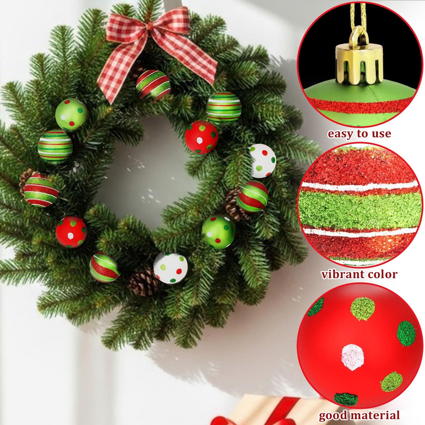 Semato 12 Pcs Christmas Tree Ornaments Decorations Ball, 2.4 Inch Shiny Hanging Bulbs Christmas Tree Decorations Set