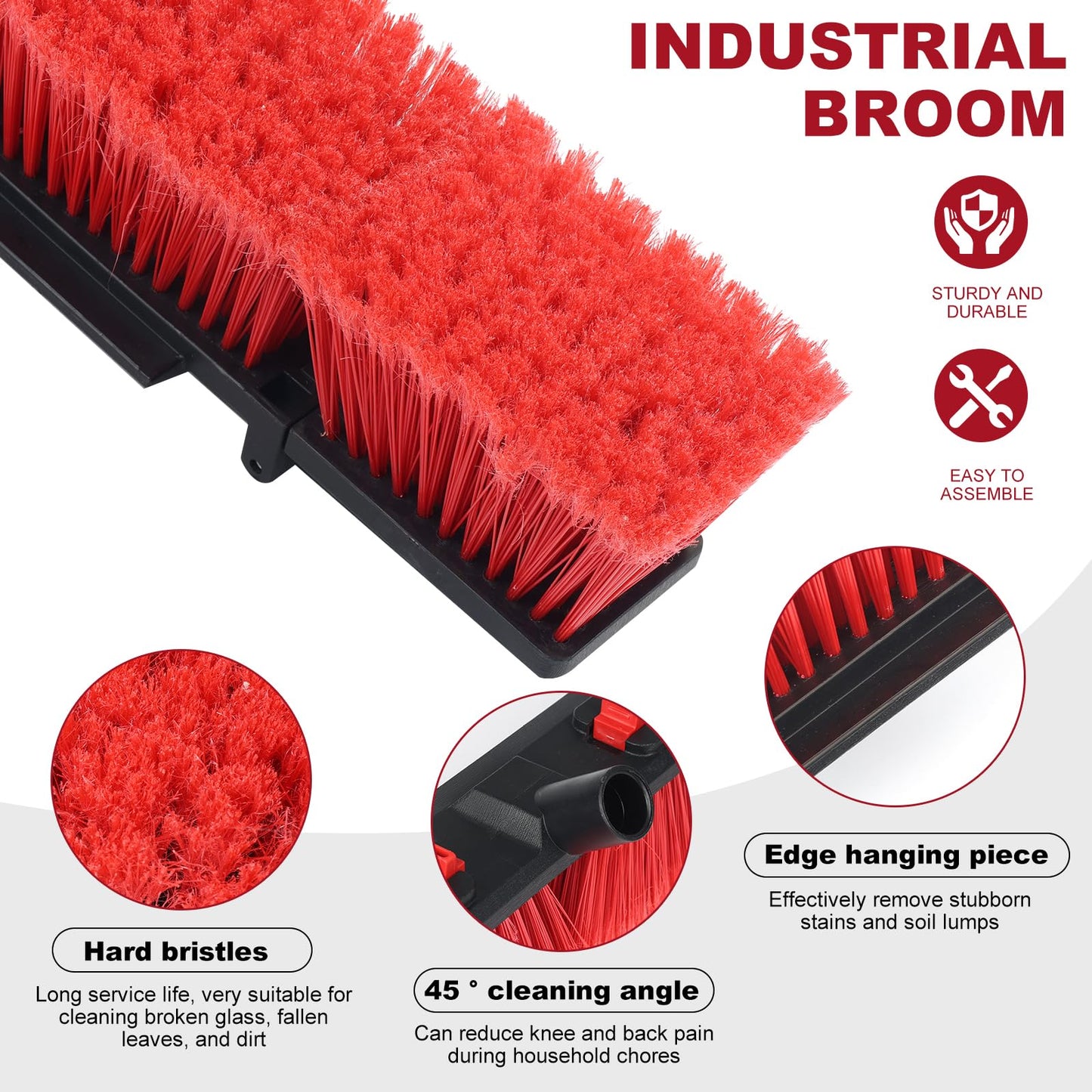 Outdoor & Commercial Heavy-Duty Push Broom with 70" Adjustable Handle – Ideal for Industrial Use Heavy Duty Durable for Garage Driveway and Sidewalk Cleaning