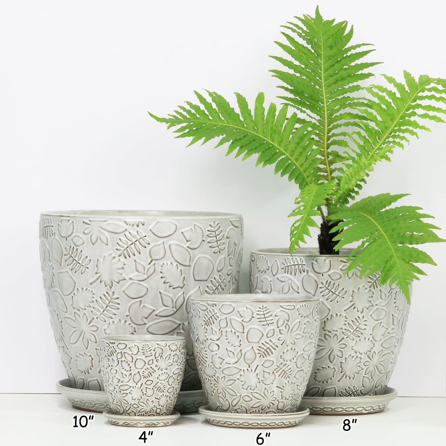 Bestseler 6 Inch Ceramic Planter Pots with Drainage Hole and Saucers for Indoor Plants, Garden Pots for Succulent, Orchid, and Flower - Set of 2