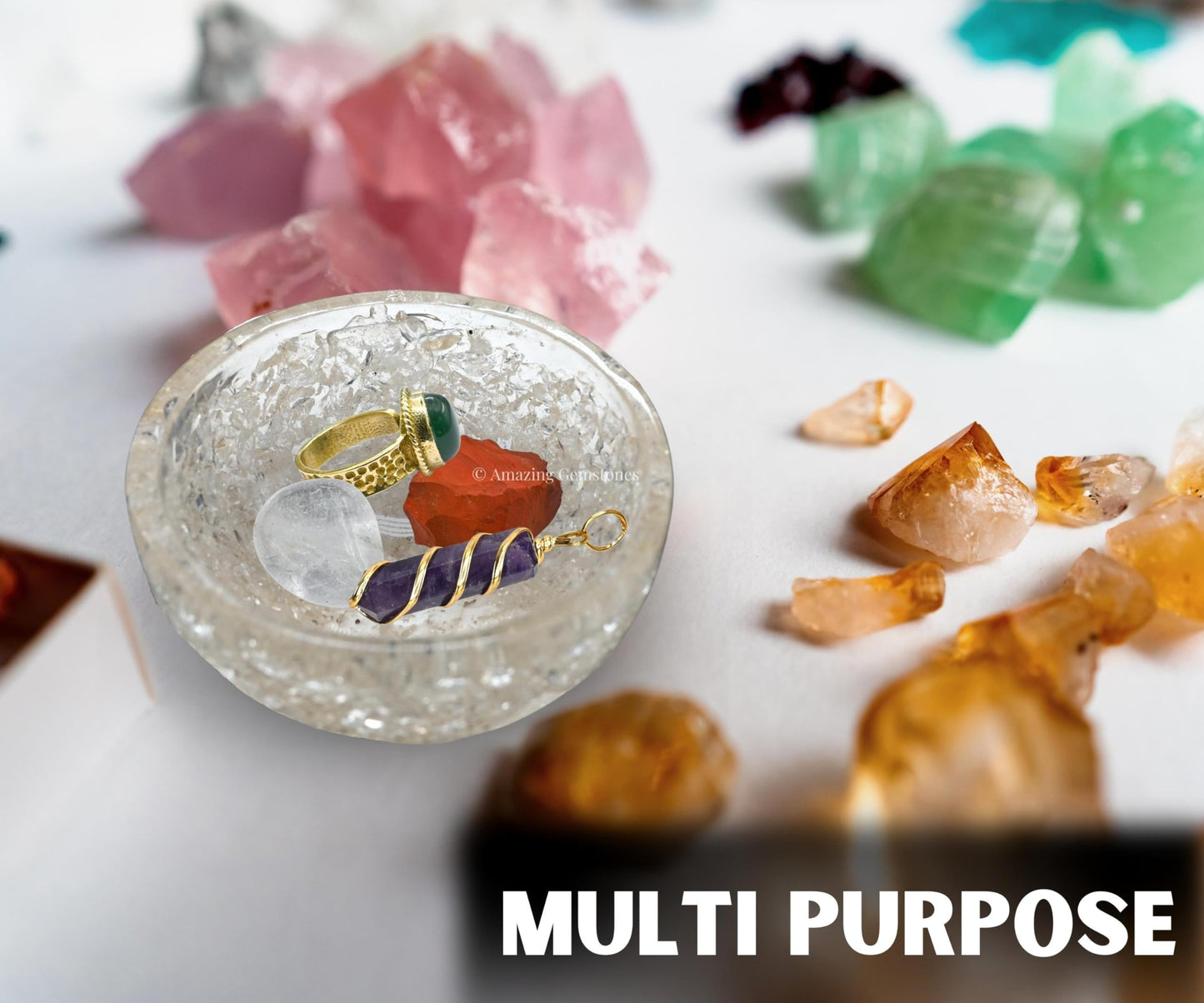 Amazing Gemstone Clear Quartz Orgonite Orgone Crystal Gemstone Bowl - 3" Orgonite Clear Quartz Crystal Bowl for Meditation, Crystals and Healing Stones Gift and Protection