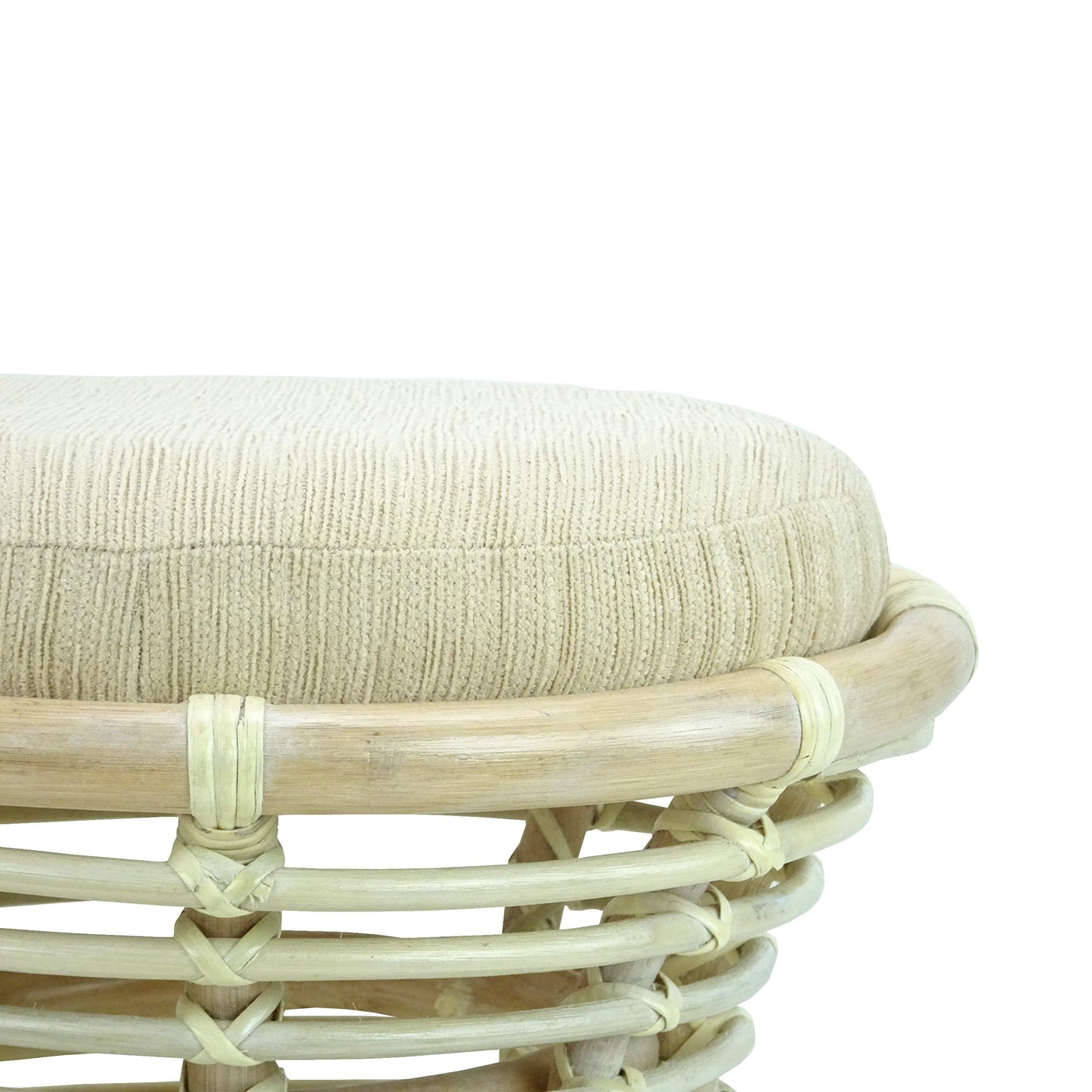 SunBear Furniture Handmade Natural Rattan Wicker Milan Ottoman Stool Vanity Bedroom Handmade Design ECO, Cognac (Light Brown)