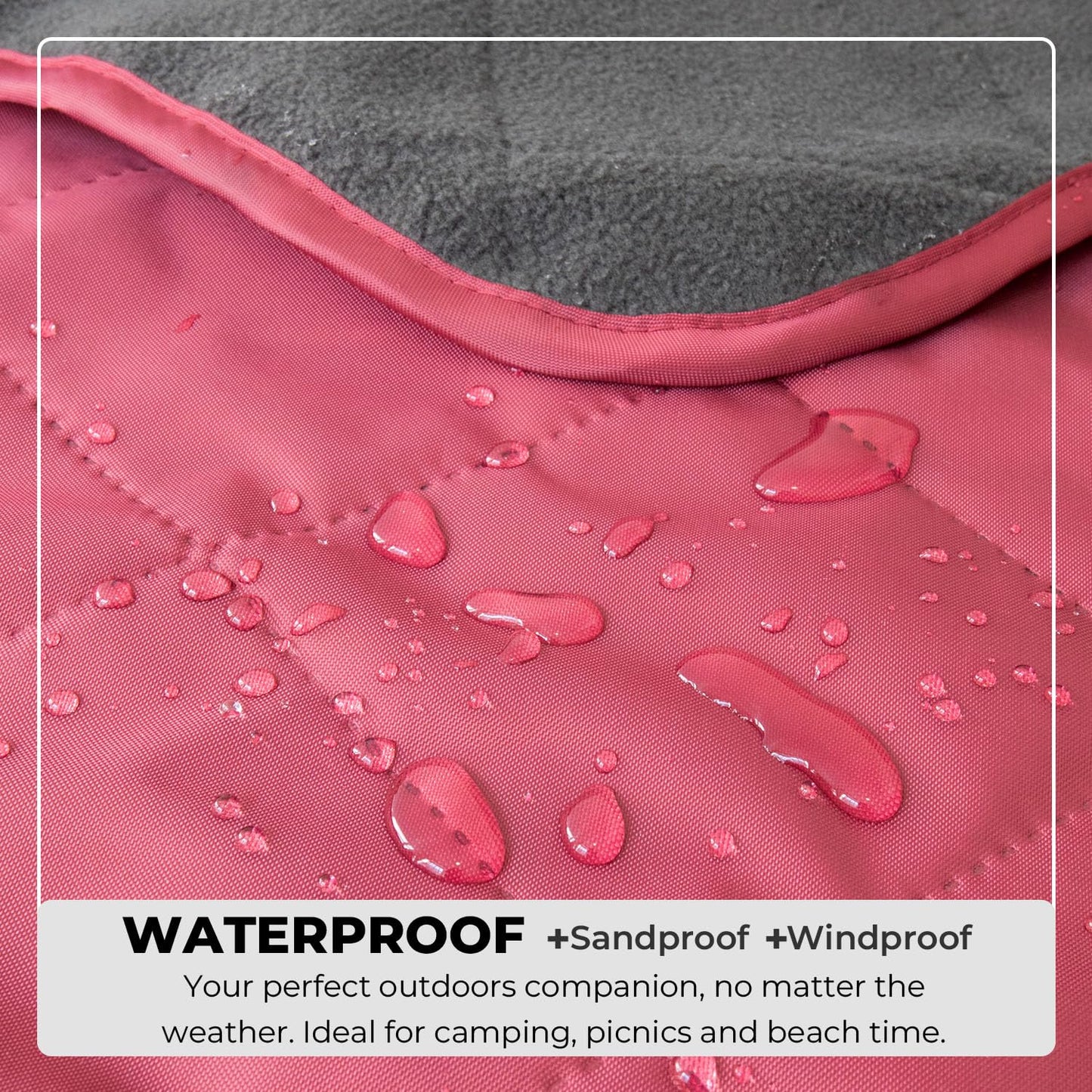 BRAWNTIDE Large Outdoor Waterproof Blanket - Quilted, Extra Thick Fleece, Warm, Windproof, Ideal Stadium Blanket, Camping Blanket, Great for Beaches, Festivals, Parks, Grass, Yoga, Pets, Dogs (Wine)