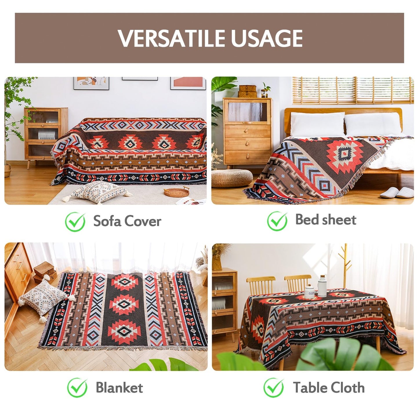 Homcosan Sofa Slipcovers Towel Cover Cotton Knit Geometrical Couch Cover for 3 Seat Cushion Couch Furniture Pet Protector Stylish Throws for Sectional Couch