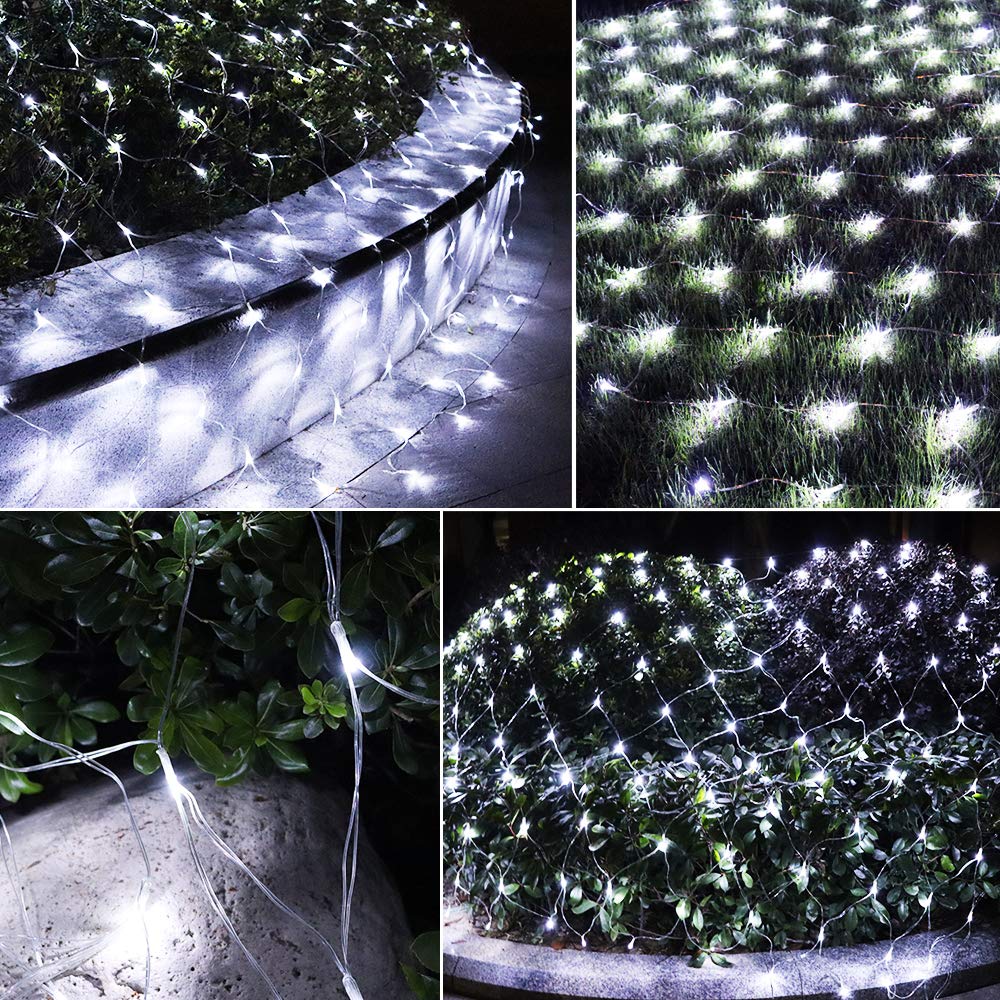 Vicila Net Light Outdoor Mesh Christmas Decorations, 100LED String Light Plug in Connectable Tree Warp Hanging 5ft x 5ft for Halloween, Shrubs, Lawn, Backyard, Walkway, Bushes, Garden Decor-White