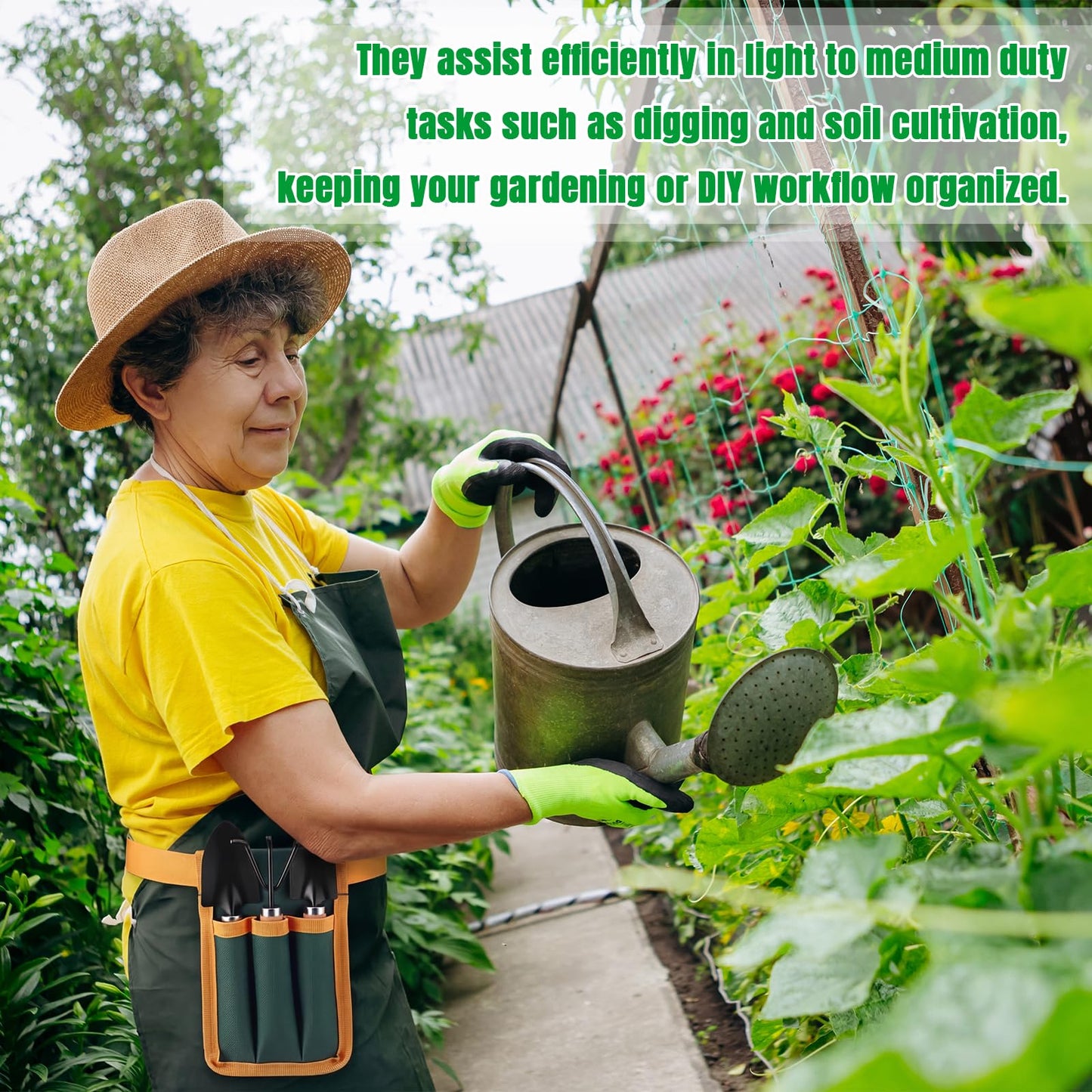 Lanties 20 Pieces Kids Gardening Tool Belt Set Include 10 Pieces Adjustable Gardening Belt, 10 Sets Shovel, Rake, Spade for Planting Loosening Digging DIY Building Hand Tools Gift, Outdoor Activities