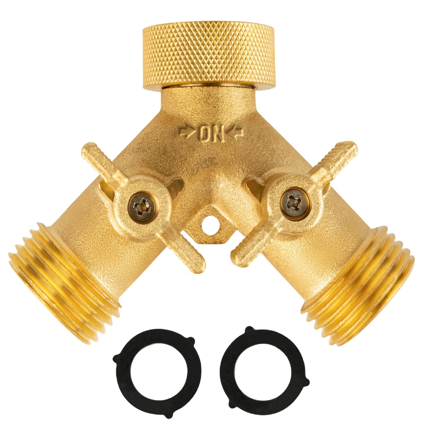 INNAV8 Garden Hose Splitter 2 Way Heavy Duty - SOLID BRASS Hose Splitter Features Easy to Open Valves - Hose Bib Y Splitter for Outdoor Faucet