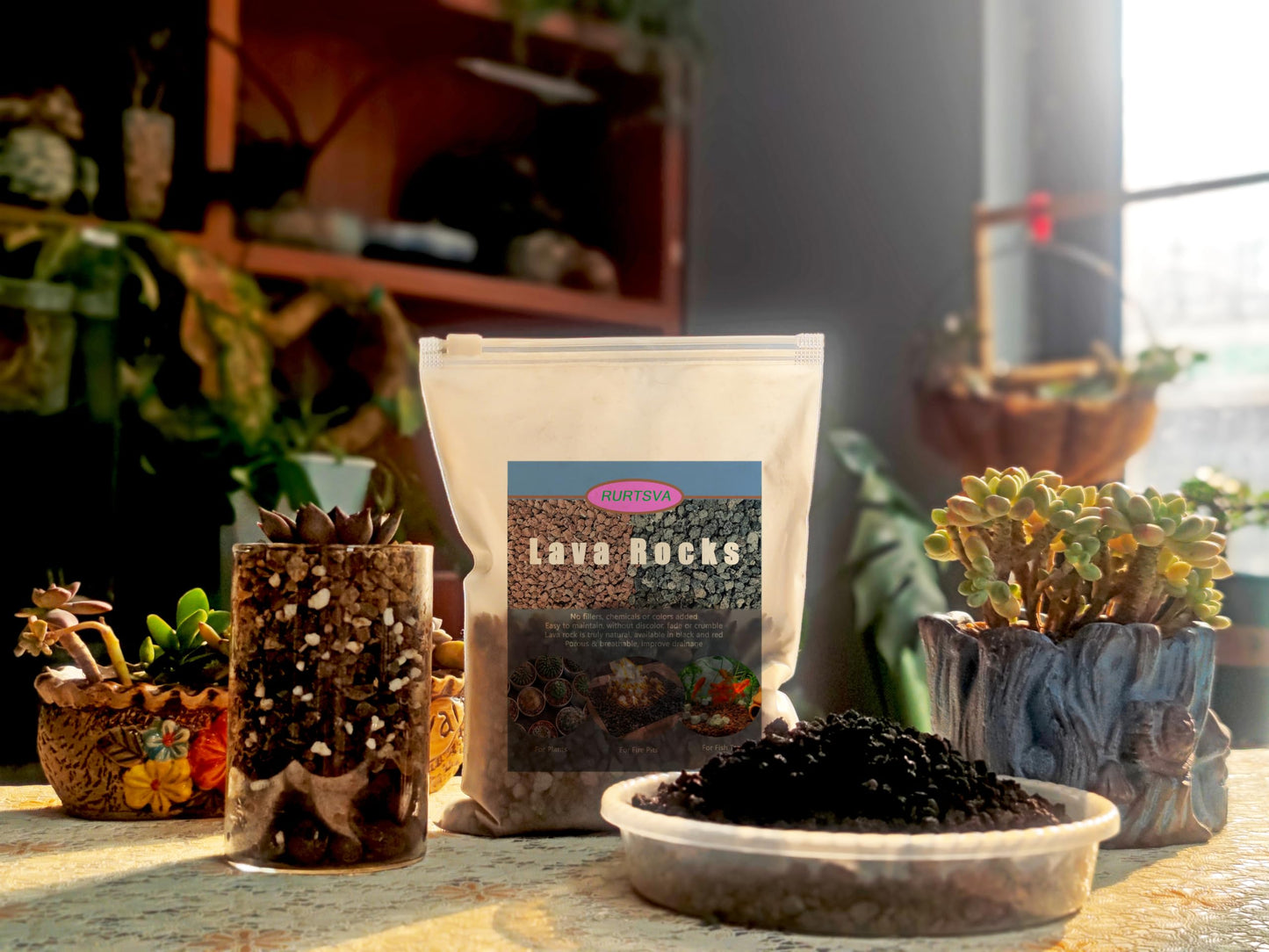 Lava Rocks for Plants, Volcanic Stones Gravel Horticultural Drainage Potting Soil for Indoor Outdoor Plants, Succulents, Bonsai, Cactus, Vase Fillers, Top Dressing (Black, 5lbs)