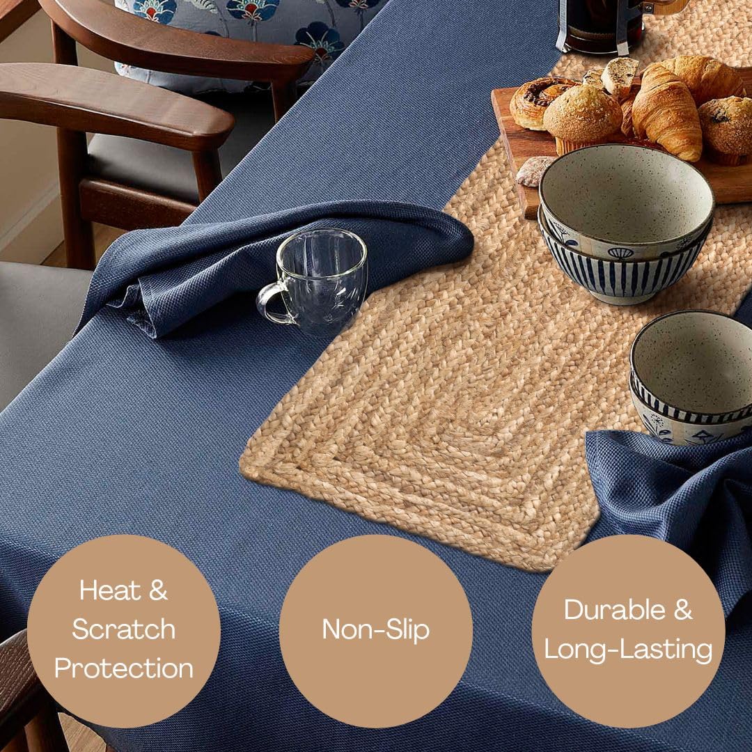 UNIQINNOW Farmhouse Jute Burlap Braided Table Runner 36 inches Long, 13x36 Natural Jute Braided Table Linens, 100% Jute Handcrafted Rustic Vintage Dining Table Runner Natural