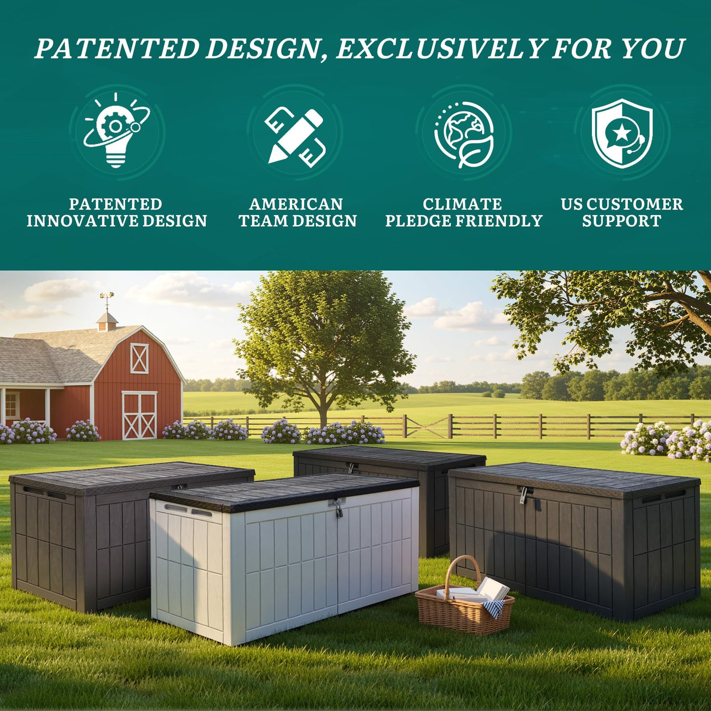 YITAHOME 134 Gallon Large Deck Box, Waterproof Resin Outdoor Storage Box with Lock, Doubles as 2-Person Bench Seating for Patio Furniture Cushions,Garden Tools & Pool Accessories, Dark Gray