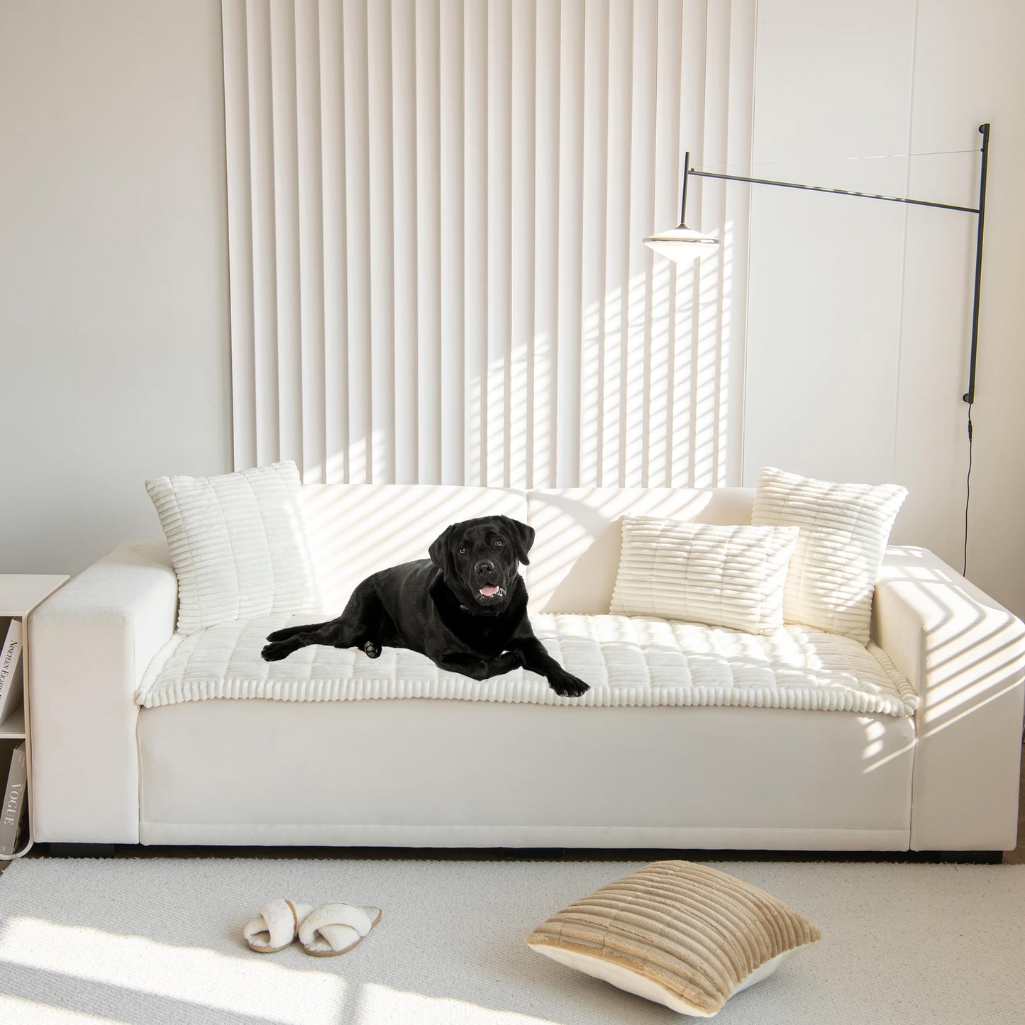 Mivnue Pet Couch Cover, Couch Covers for Dogs, Washable Dog Sofa Covers Couch Protector, Fuzzy Non Slip Couch Slipcover Pet Friendly (White, 27.6" x 59.1")