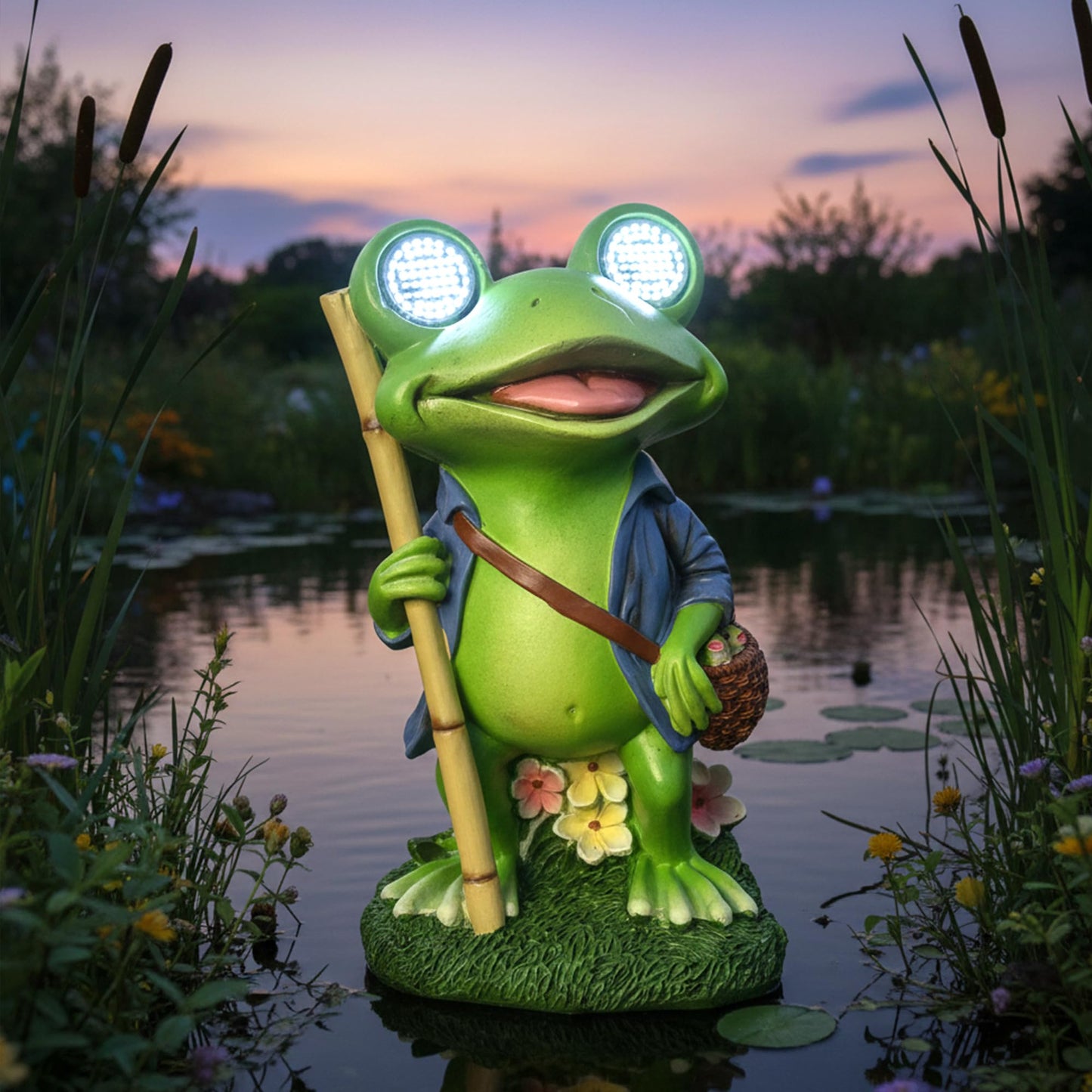 YOUERDA Frog Resin Garden Solar Lights Decorative Statue, Garden & Home Womens Birthday Gifts, Resin Animals Frog Outdoor Lawn Lights Solar Powered Ornaments, Spring Outdoor Room Home Decor