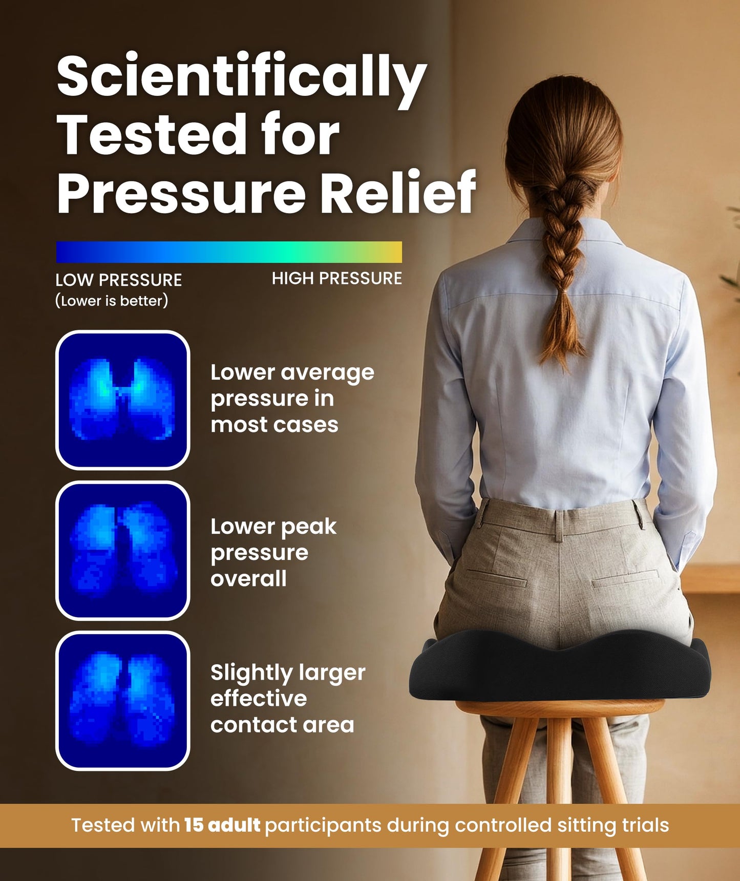 Everlasting Comfort Doctor Recommended Memory Foam Seat Cushion for Office Chairs & Car - Ergonomic Office Desk Accessories - Cushions for Tailbone Pain Relief, Sciatica (Dark Gray, X-Large)