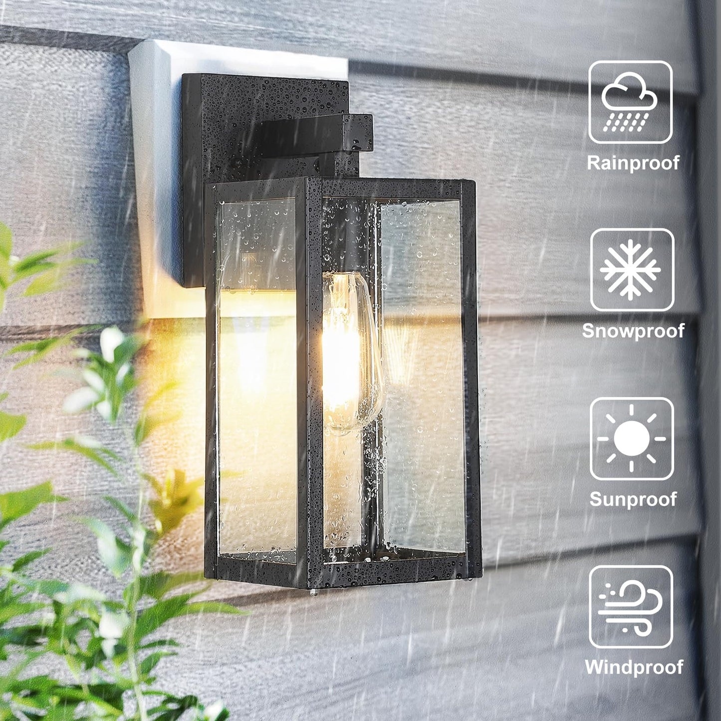 MAXvolador Outdoor Wall Lantern, Exterior Waterproof Wall Sconce Light Fixture, Black Anti-Rust Mount Light with Clear Glass, E26 Base Wall Lamp