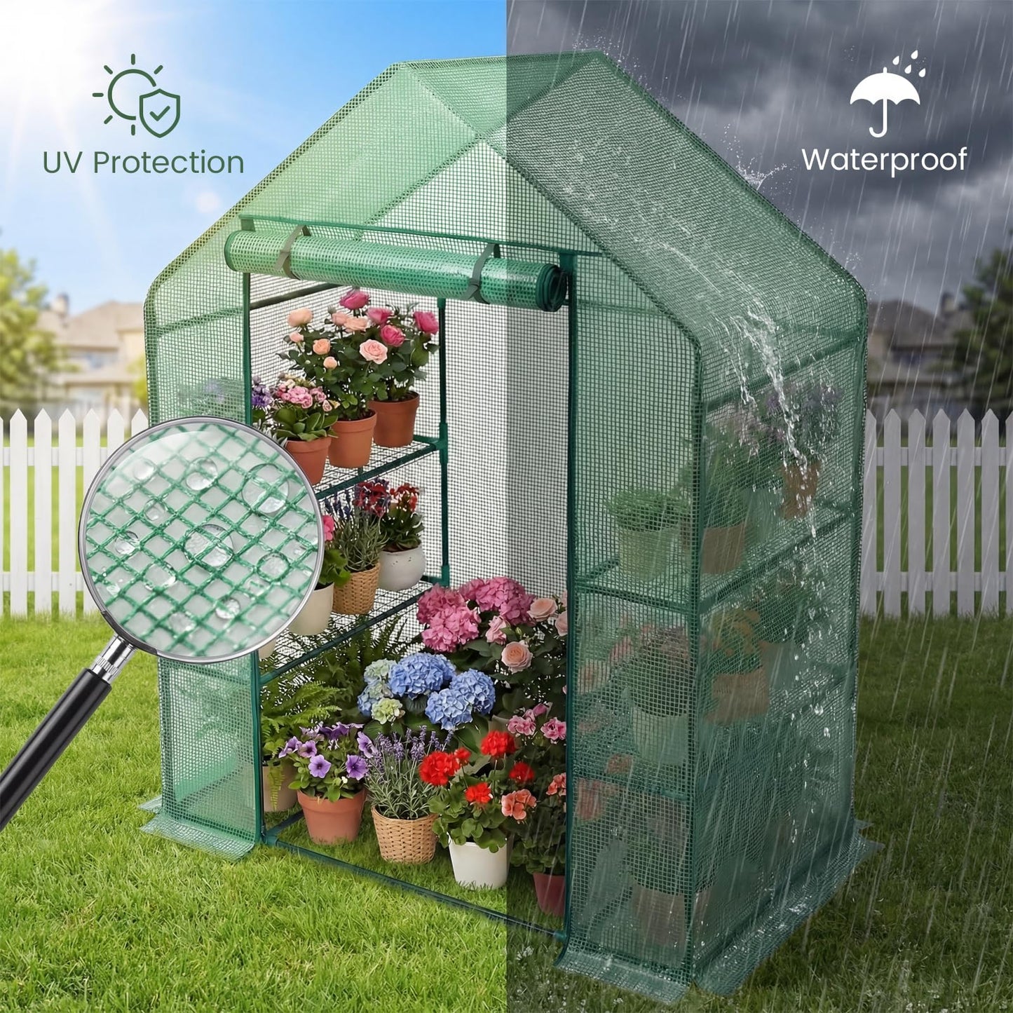 Greenhouse for Outdoors,55 x 28 x 78'' Small Greenhouse,Walk in Plant Greenhouses with 3 Tiers 6 Shelves,Heavy Duty with Durable PE Cover,Heavy Duty Plant Greenhouses for Garden and Backyard