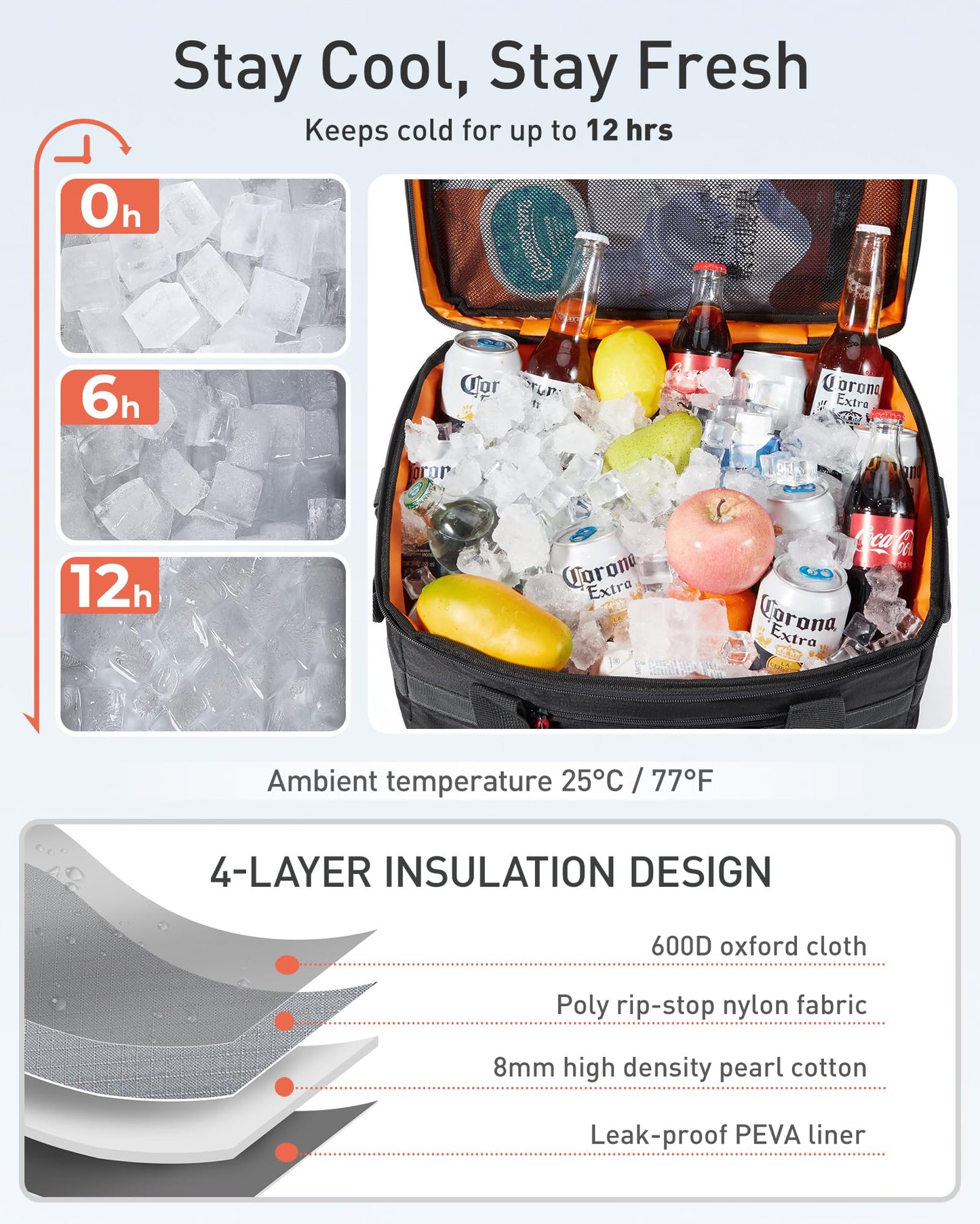 TOURIT Soft Sided Cooler Bag Insulated 48/60 Cans, Large Collapsible & Leakproof Ice Chest for Picnic, Beach, Camping, Travel
