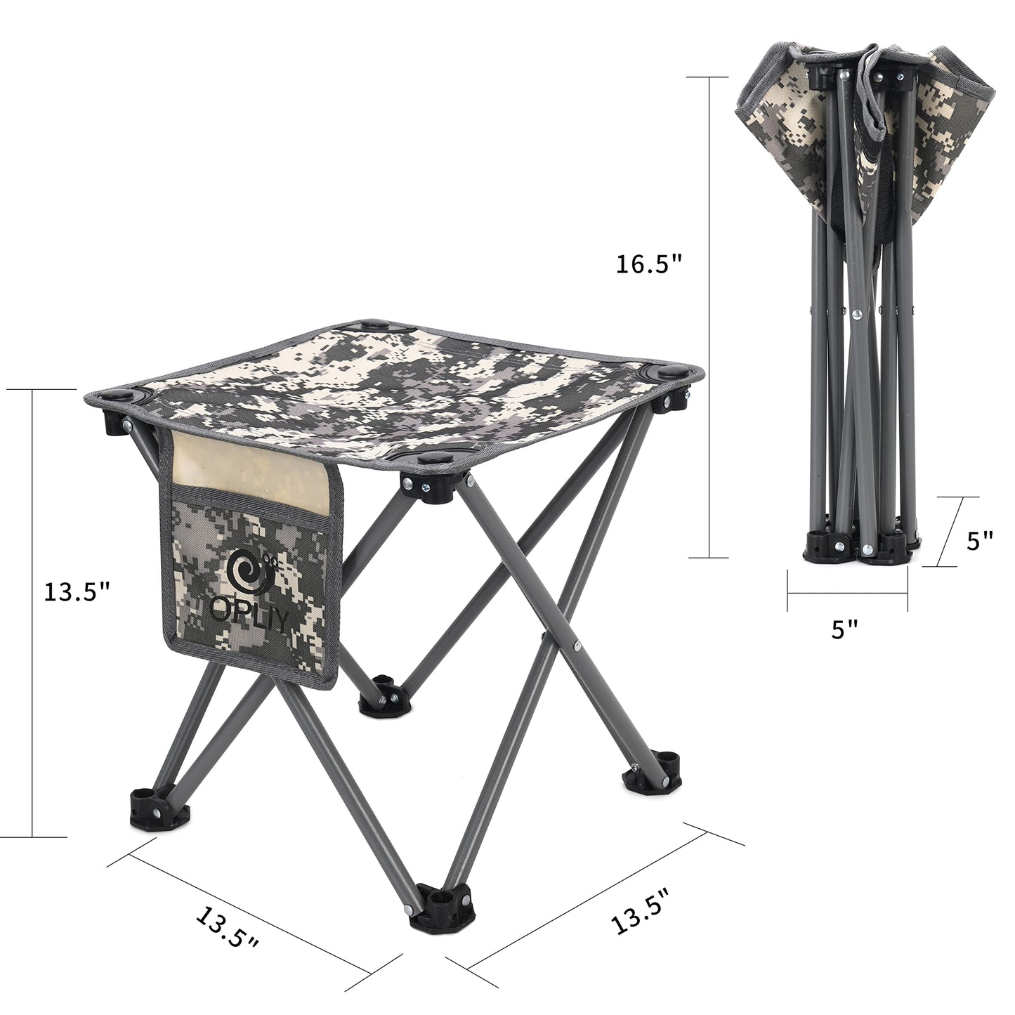 Opliy Camping Stool 2 Pack,13.5 Inch Portable Folding Stool for Outdoor Gardening and Beach Hiking Fishing,Foot Stool with Carry Bag (Camouflage)
