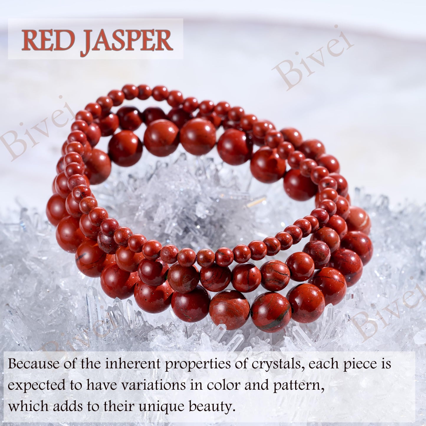 Bivei Red Jasper-Strong Base-4mm Beaded Bracelets for Women Handmade Semi Precious Natural Stone Stretch Elastic Jewelry Yoga Protection Gifts