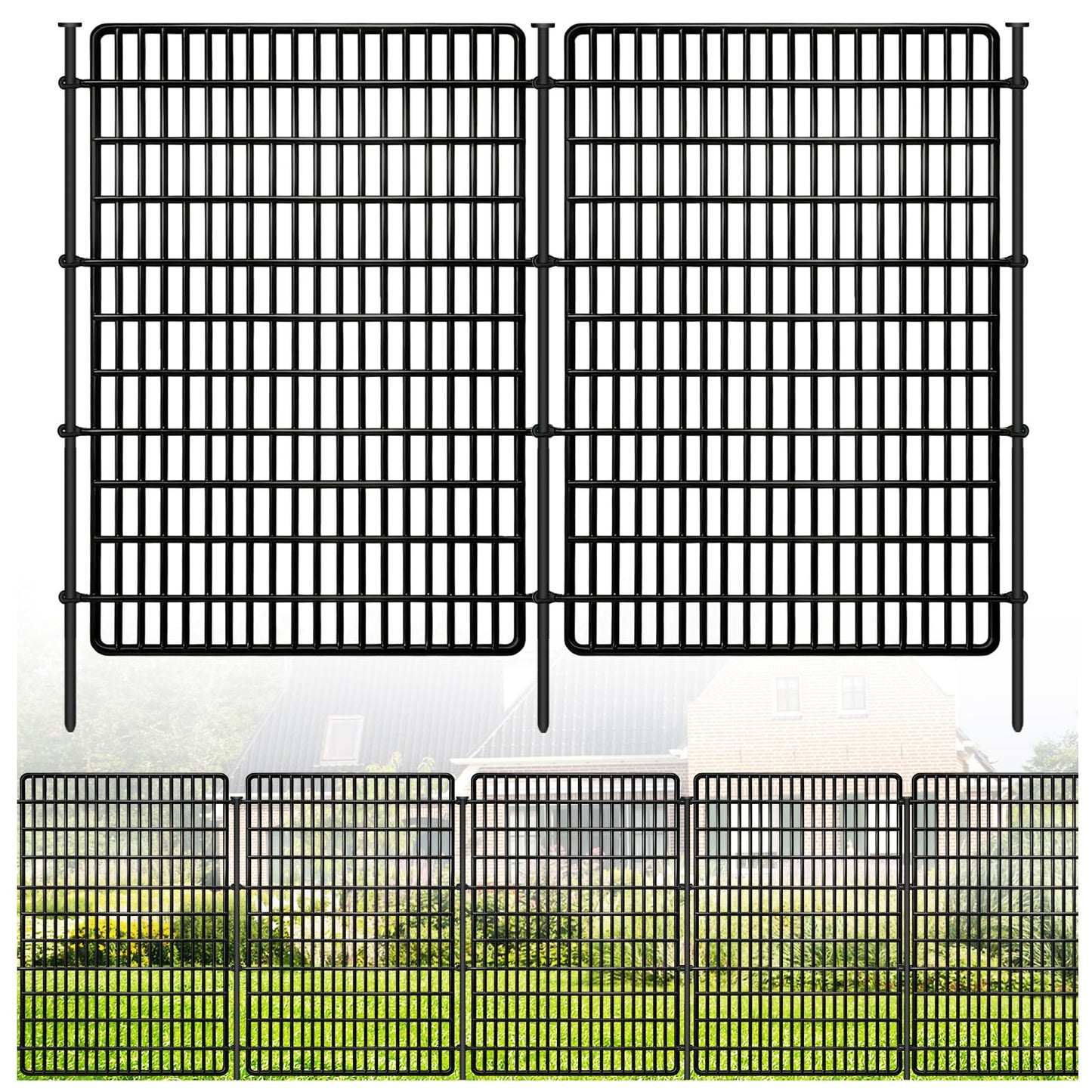 ULIOK 14 Panels Decorative Garden Fence Animal Barrier, Dog Fence Outdoor for Yard, 36 in(H) X 35.36 ft(W) No Dig Garden Fencing Outdoor, Dogs Rabbits Blocker Metal Wire Decorac Fences for Yard, Patio