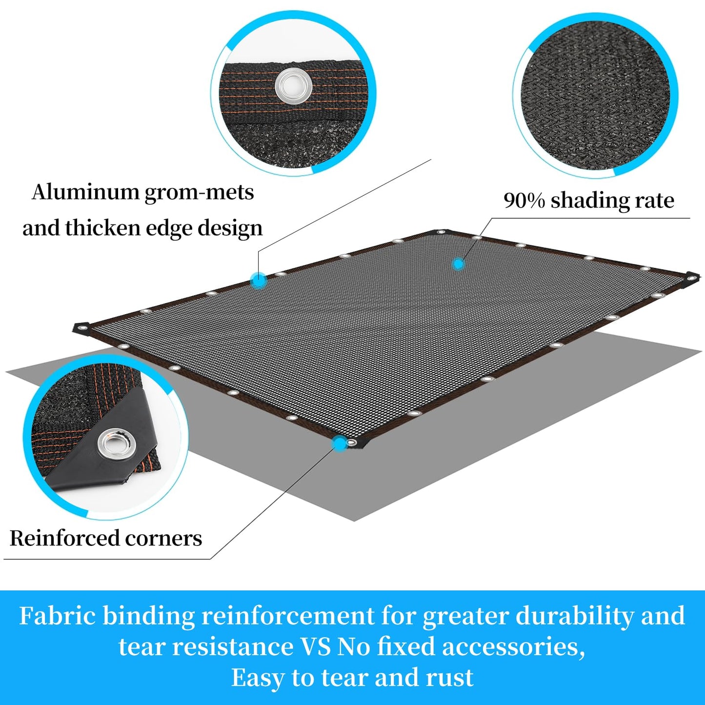 90% Shade Cloth for Garden 10x20FT Shade Cloth with Grommets,Shade Tarp for Plants,Shade Tarps for Outdoors,Patio Covers for Shade and Rain,Suitable for Shading Plants,Garage,Summer Garden Shade Net