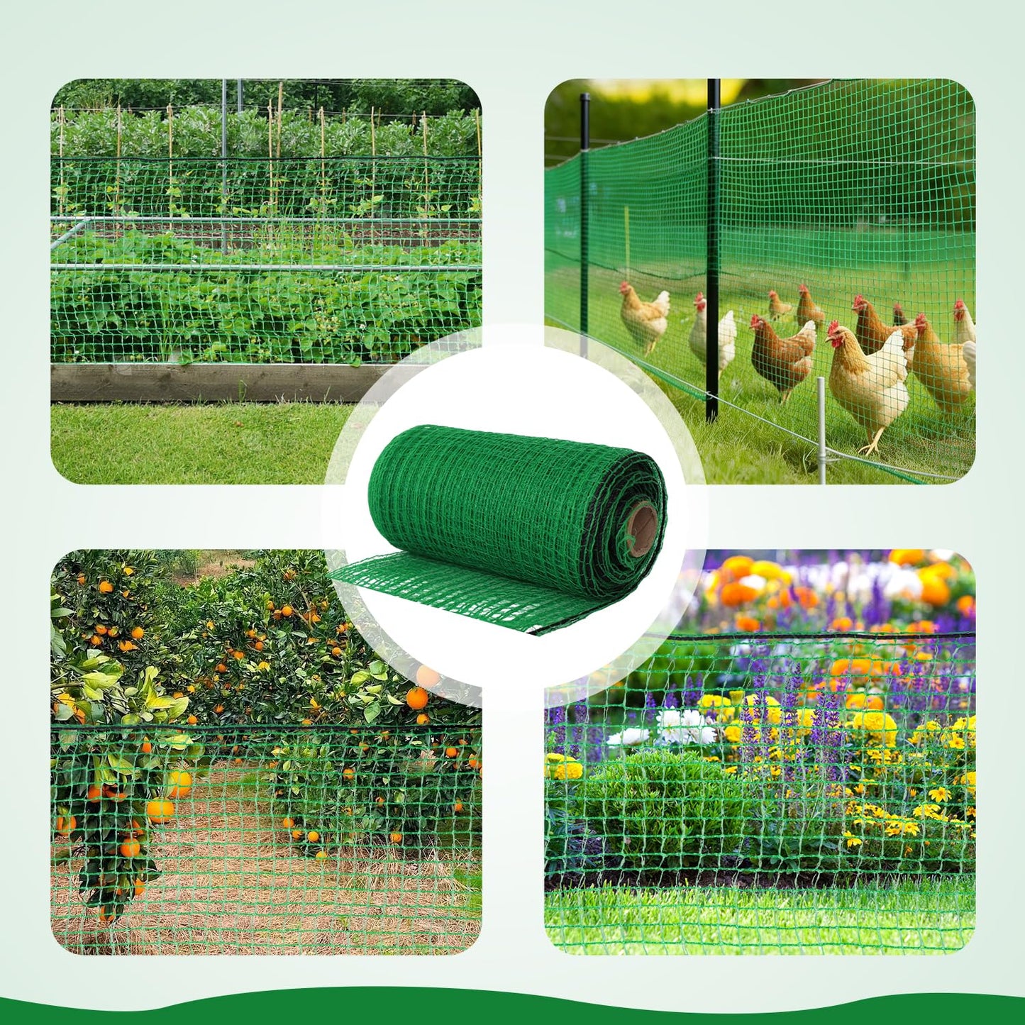 DOLEMODUO Plastic Mesh Fencing 4FT x 50FT, Garden Bird Netting & Deer Fence, Temporary Animal Barrier for Deer Pets Rabbits Chickens Wildlife, Green Protective Netting for Plants Fruit Vegetables