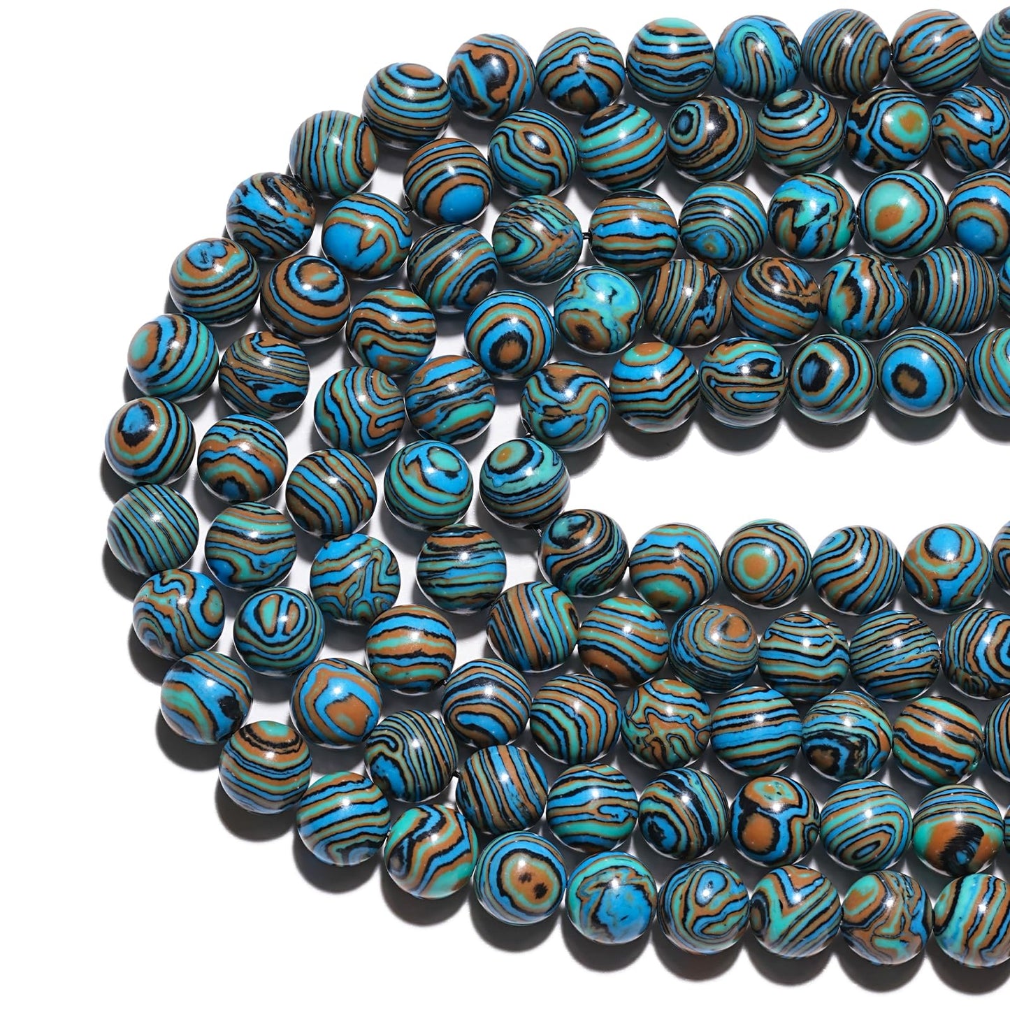 8mm Natural Blue Malachite Gemstone Beads Polished Round Smooth Stone Beads for Bracelets Jewelry Making 15inch Loose Beads