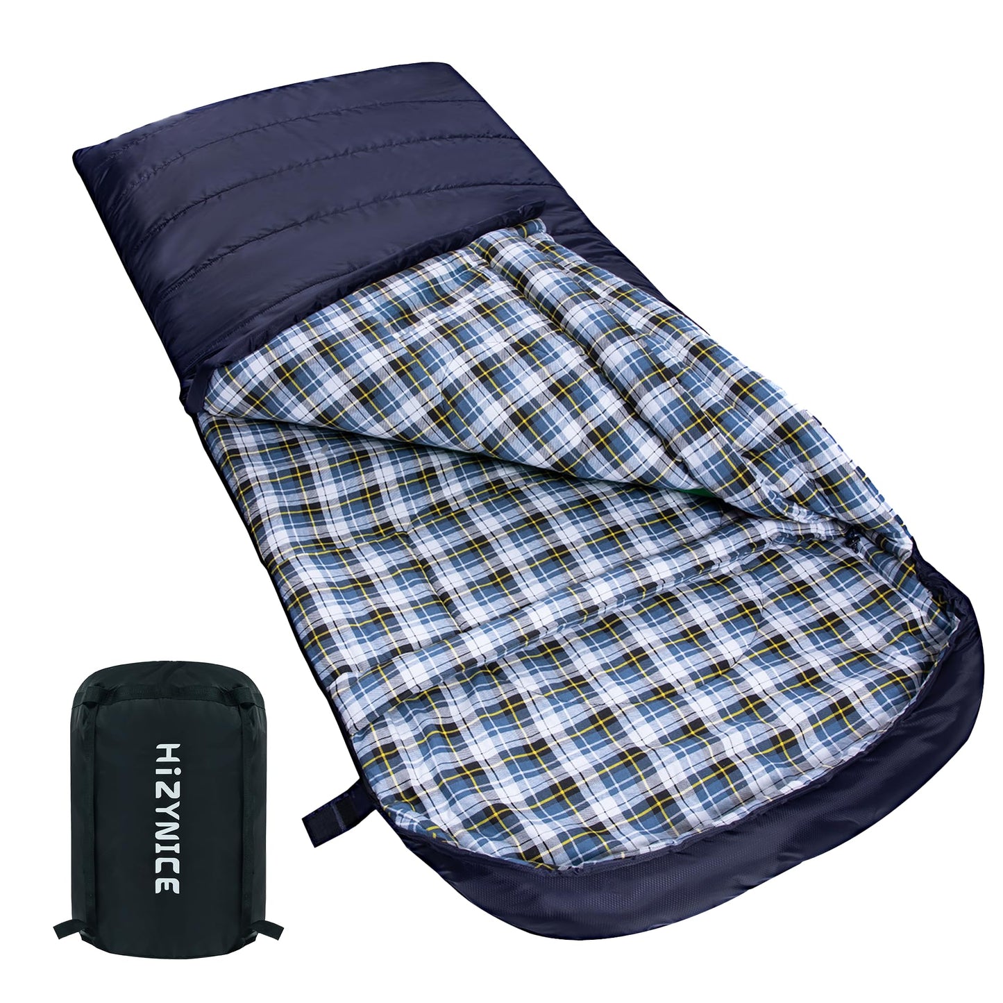 HiZYNICE Sleeping Bags for Adults Large Wide Cold Weather 20 Degree XL XXL Plus Size Oversized,Navy Blue Right Zip
