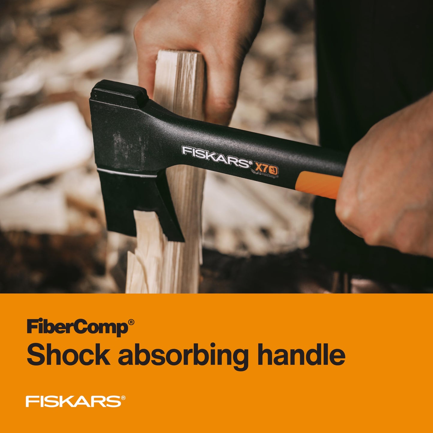 Fiskars X7 Small 14" Hatchet Axe with Sheath for Chopping Wood Kindling for Campfires, Outdoors & Camping, Insert-Molded Forged Steel Head, Low-Friction Blade, Shock Absorbing Handle & Non-Slip Grip