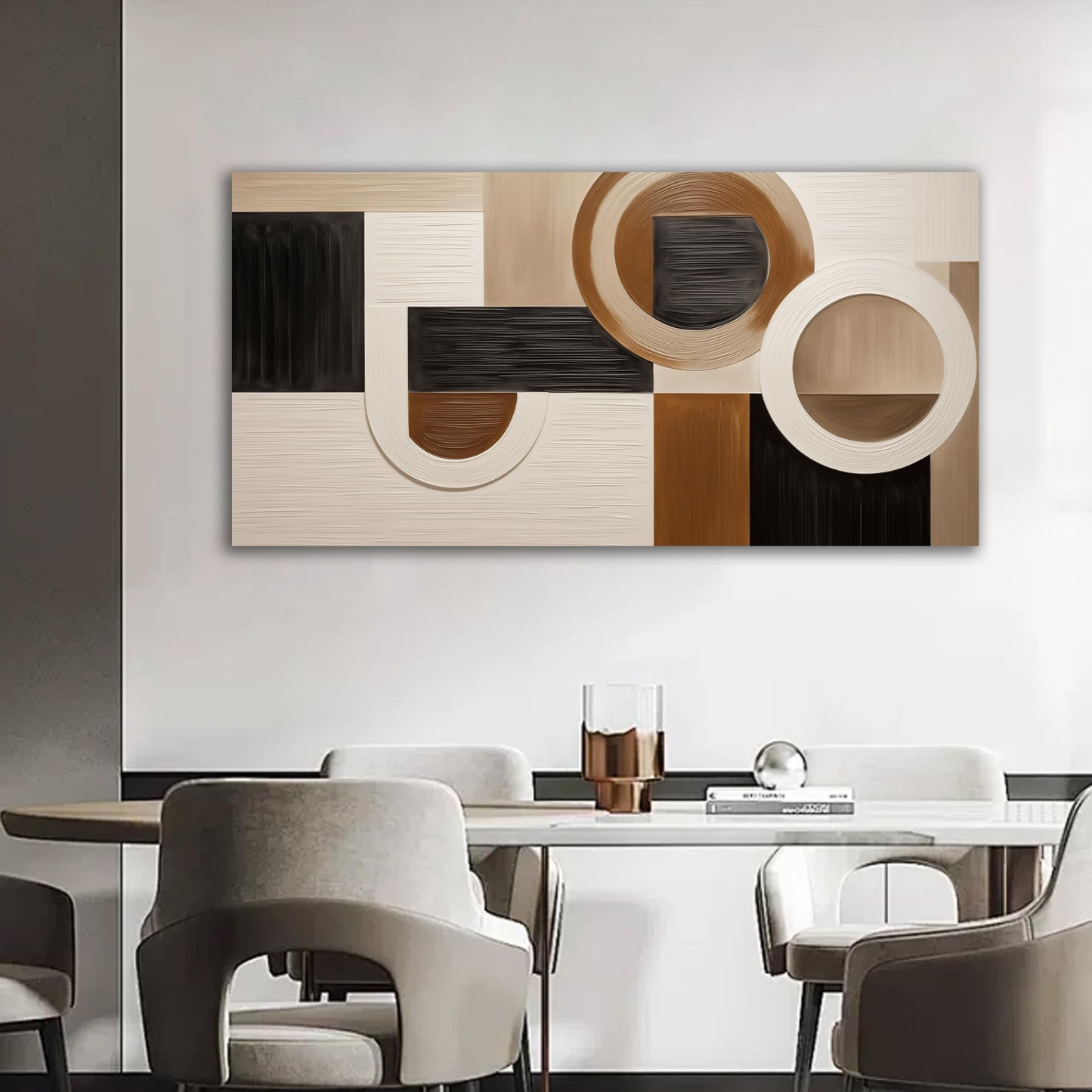 Tarfupth Brown Abstract Wall Art for Living Room Large Black Boho Geometric Modern Minimalist Canvas Prints Artwork for Bedroom Office Kitchen Ready to Hang 20x40 Inch