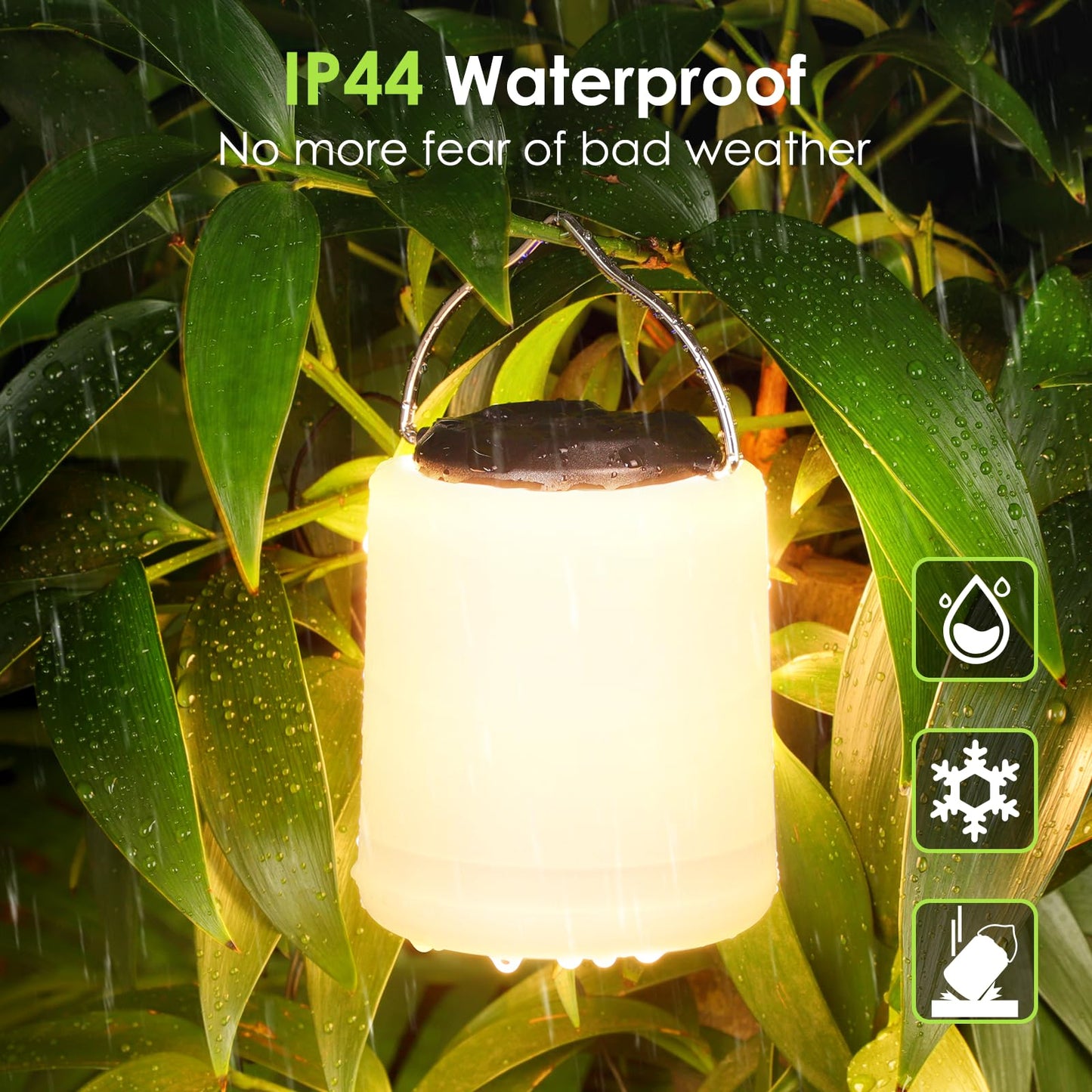 BOBKID LED Camping Lantern, Rechargeable Camping Light, 4 Modes Outdoor Flashlights Lanterns with 1000LM, Water Resistant Portable Emergency Camp Light for Hurricane Hiking Survival Kits - Black