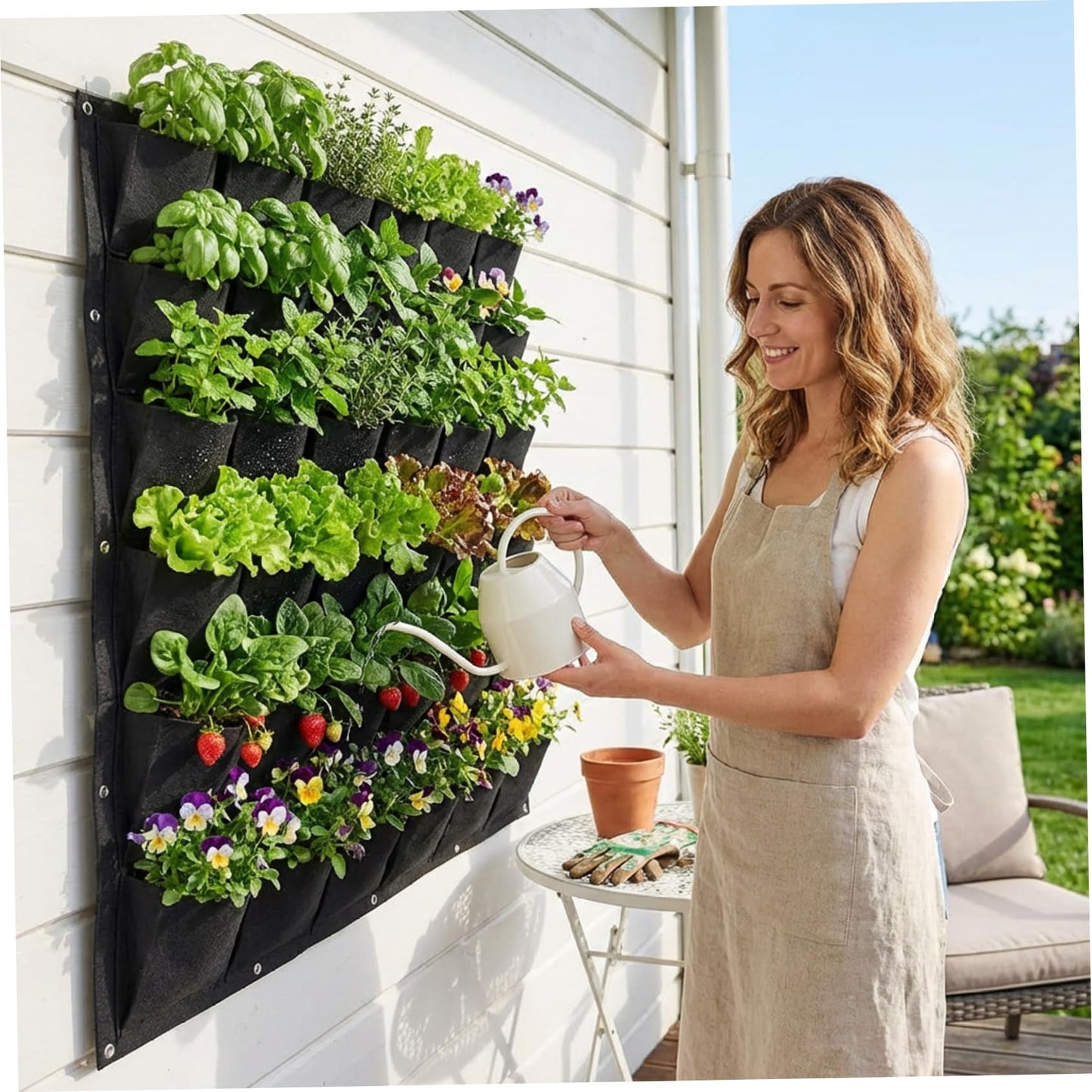 TaozisuY Vertical Garden Planter with 36 Pockets, Living Wall Planter for Indoor Outdoor Use, Thick Non-Woven Fabric Planting Bag (Black, 39.4"x39.4") Vertical