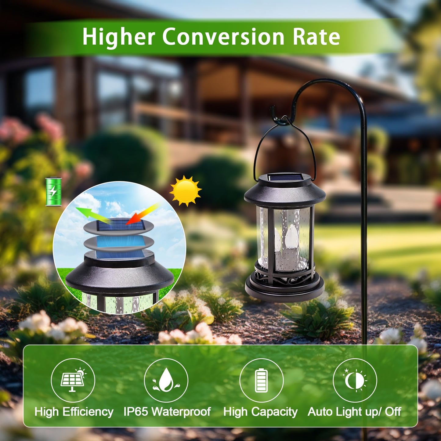 Beautyard 6 Packs Outdoor Solar Candles Lights Flickering Decorative Lantern Stake Lighting for Garden, Backyard, Lawn, Pathway, Patio Accessories and Decor ( Small 6 Pack , Black )…
