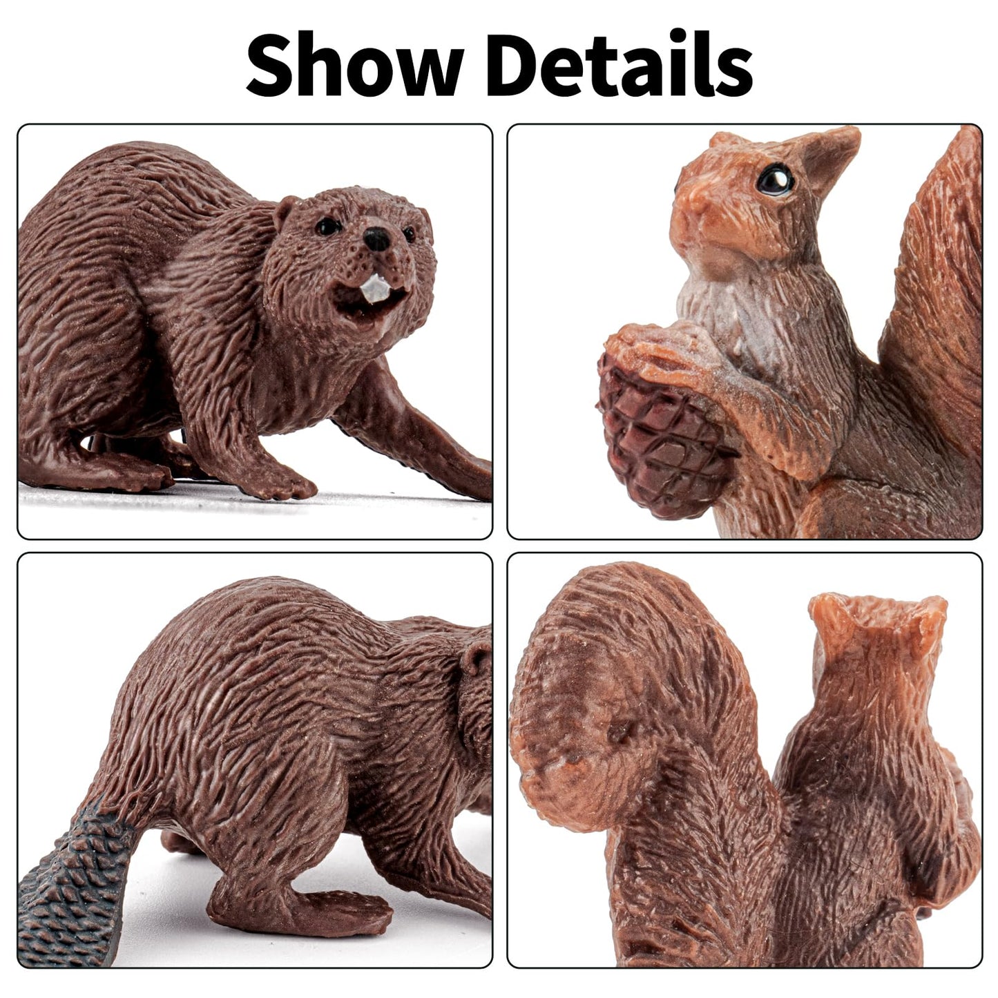 THINKBAY 12PCS Large North American Animal Figurines, Realistic Safari Woodland Jungle Animals Figures Toys Includes Crocodile,Wolf,Bear,Deer, Birthday Gift Party Favors Valentine's Day Gifts for Kids